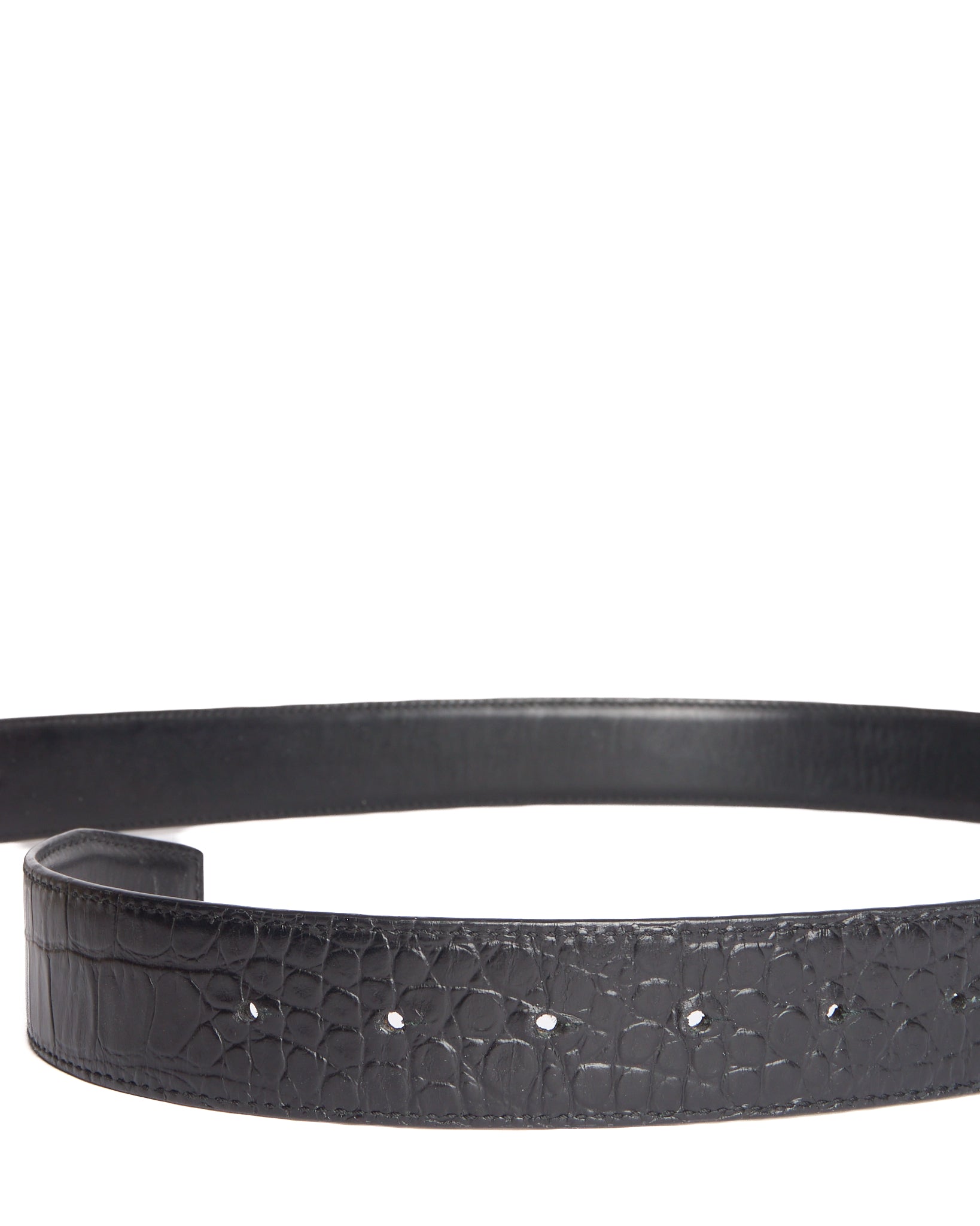 Balenciaga BB Croc-Effect Leather Belt