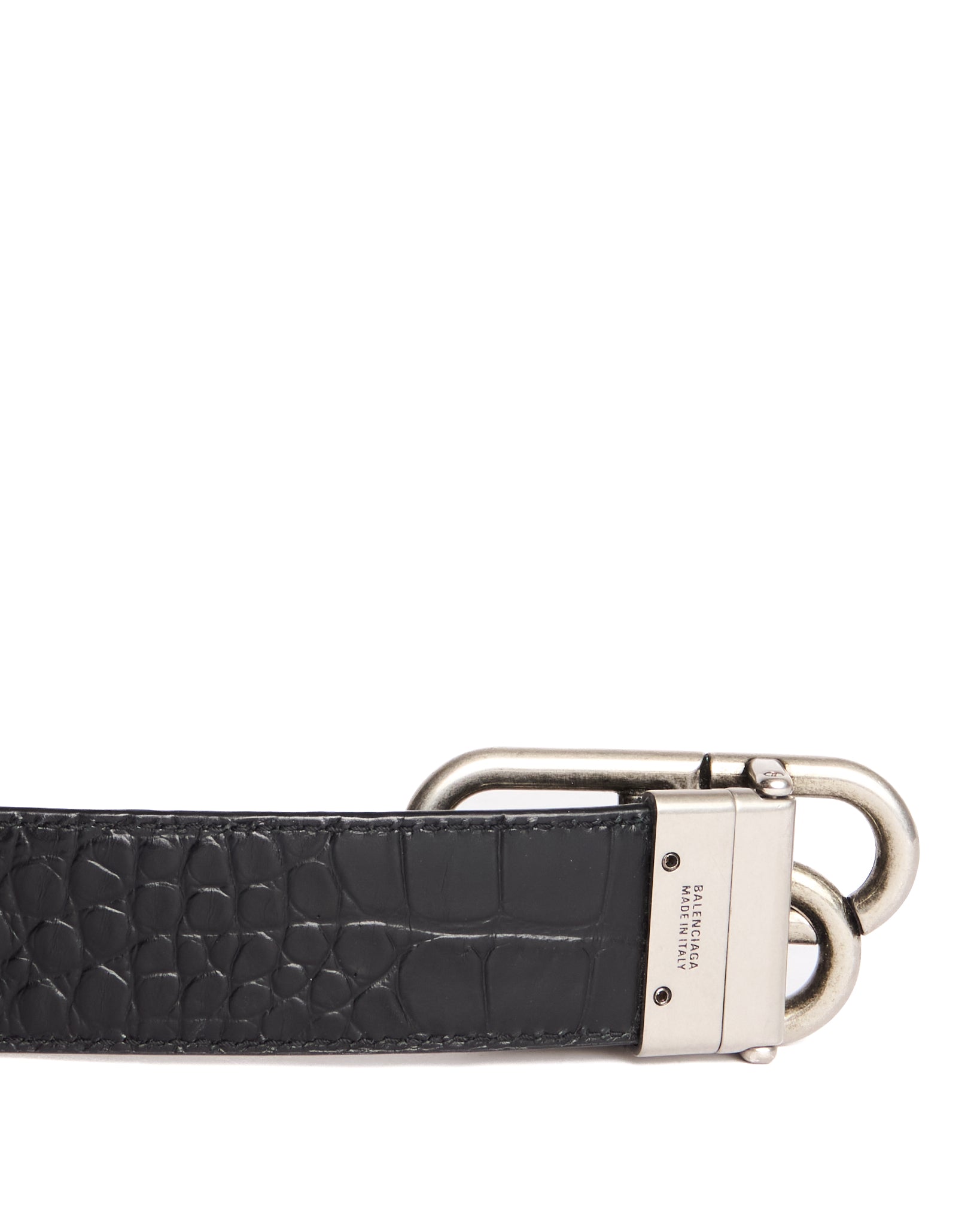Balenciaga BB Croc-Effect Leather Belt