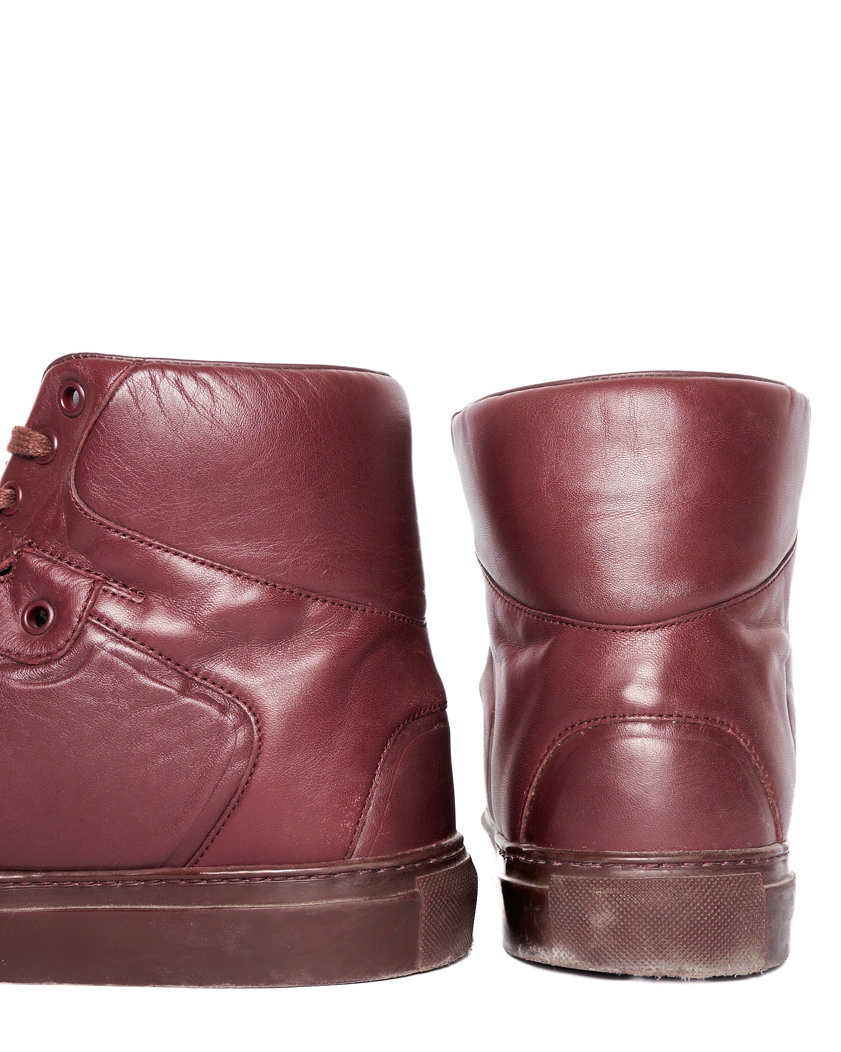 Balenciaga Burgundy Paneled High-Top Sneaker