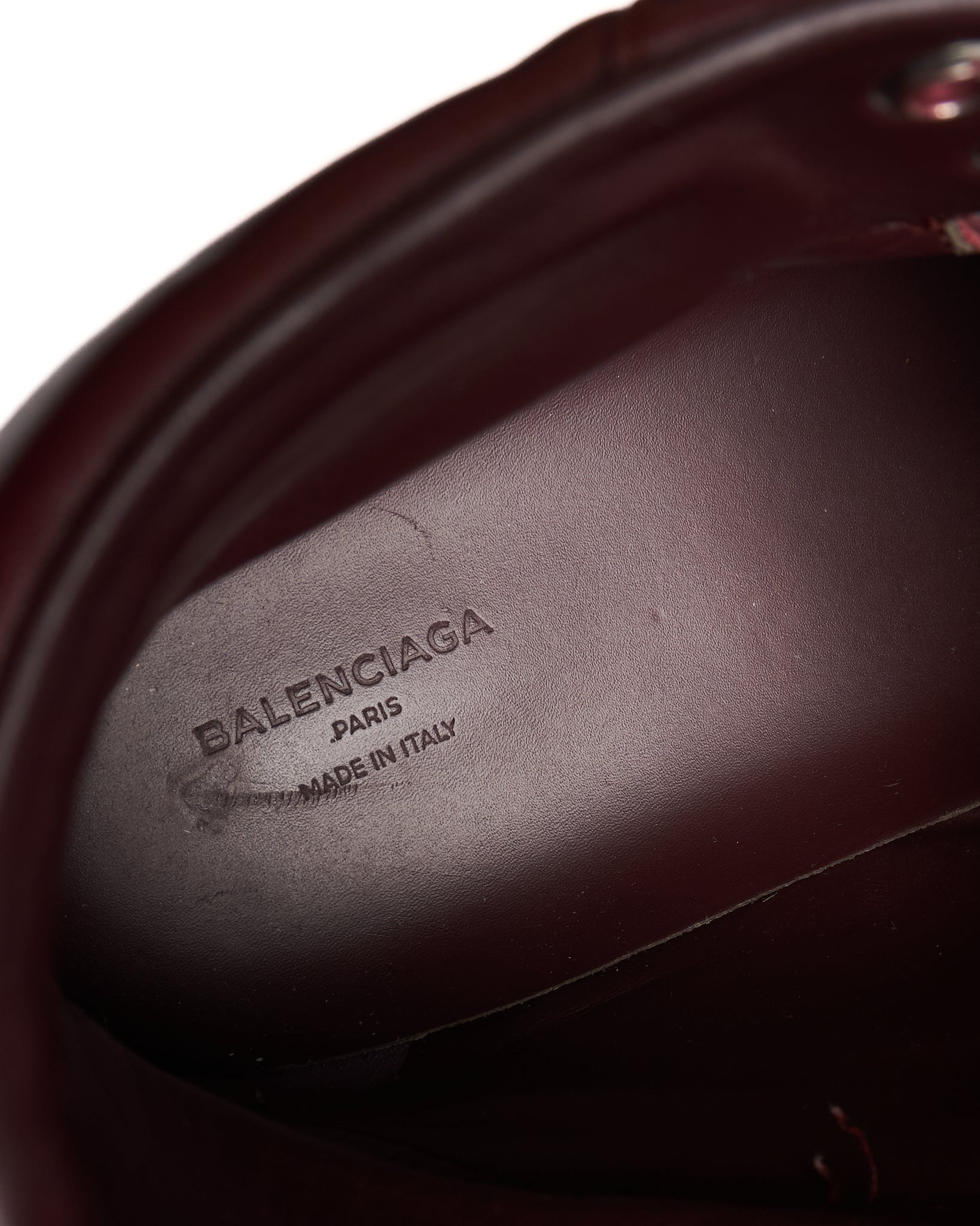 Balenciaga Burgundy Paneled High-Top Sneaker