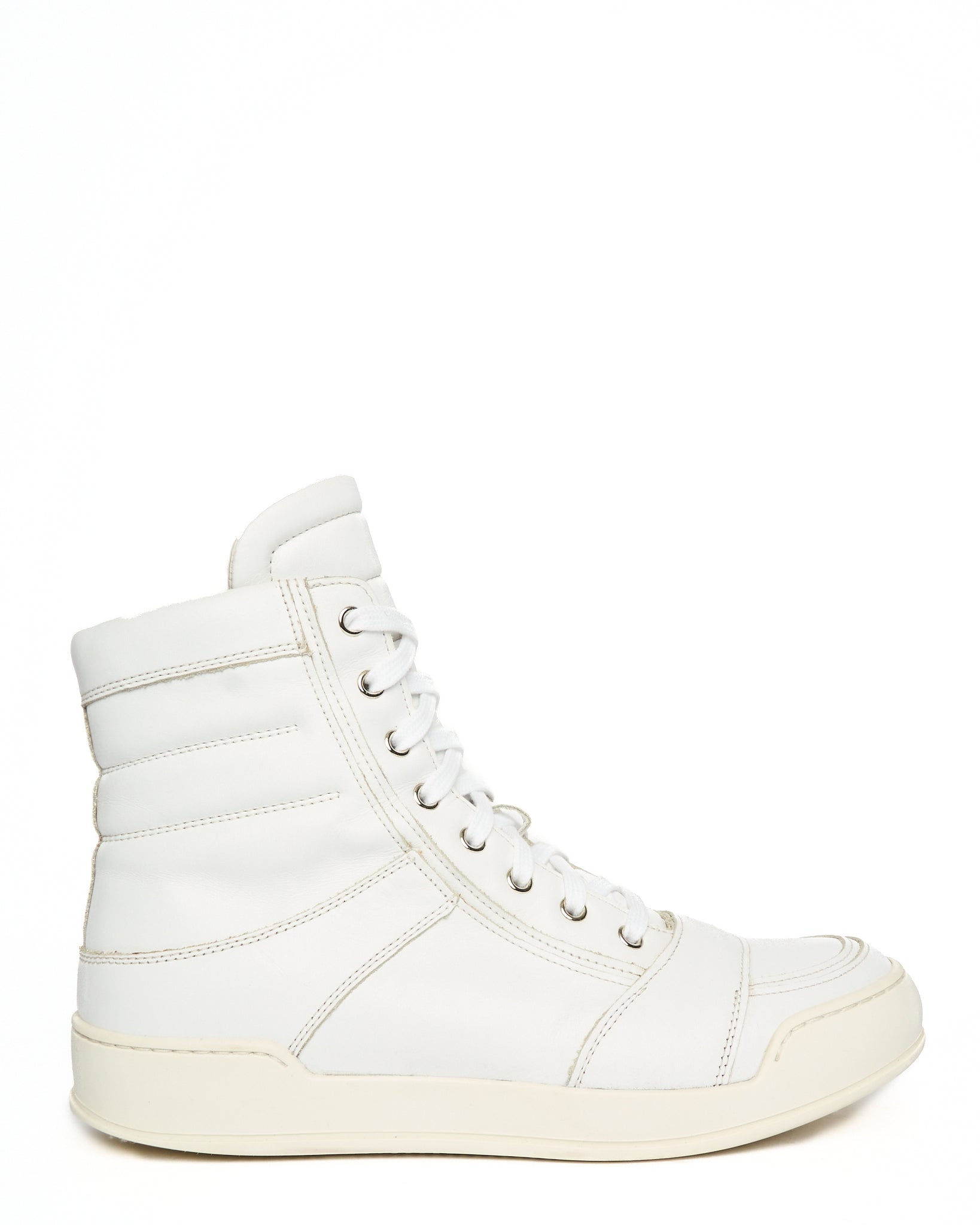 Balmain White Leather High-Top Zip-Sneakers
