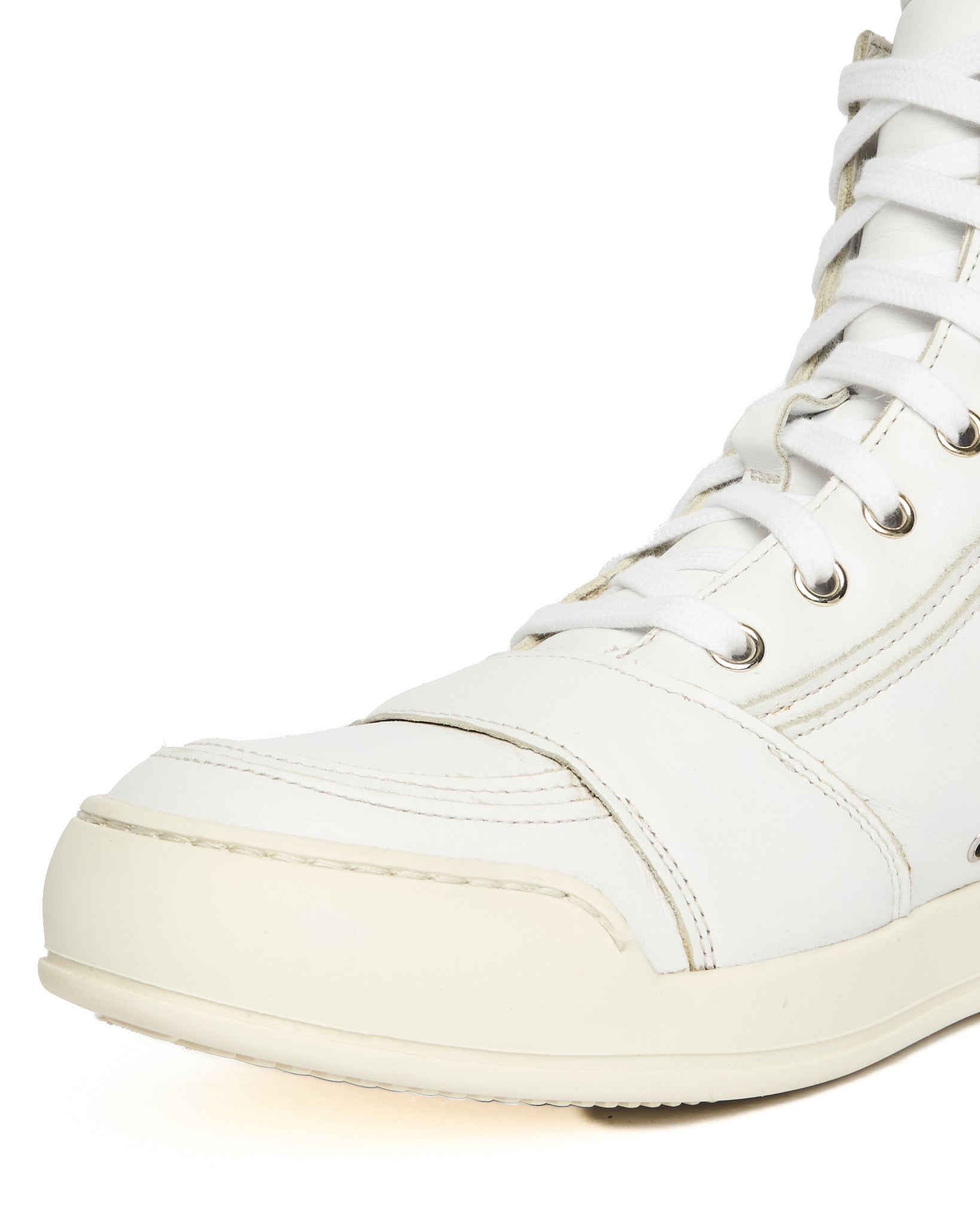 Balmain White Leather High-Top Zip-Sneakers