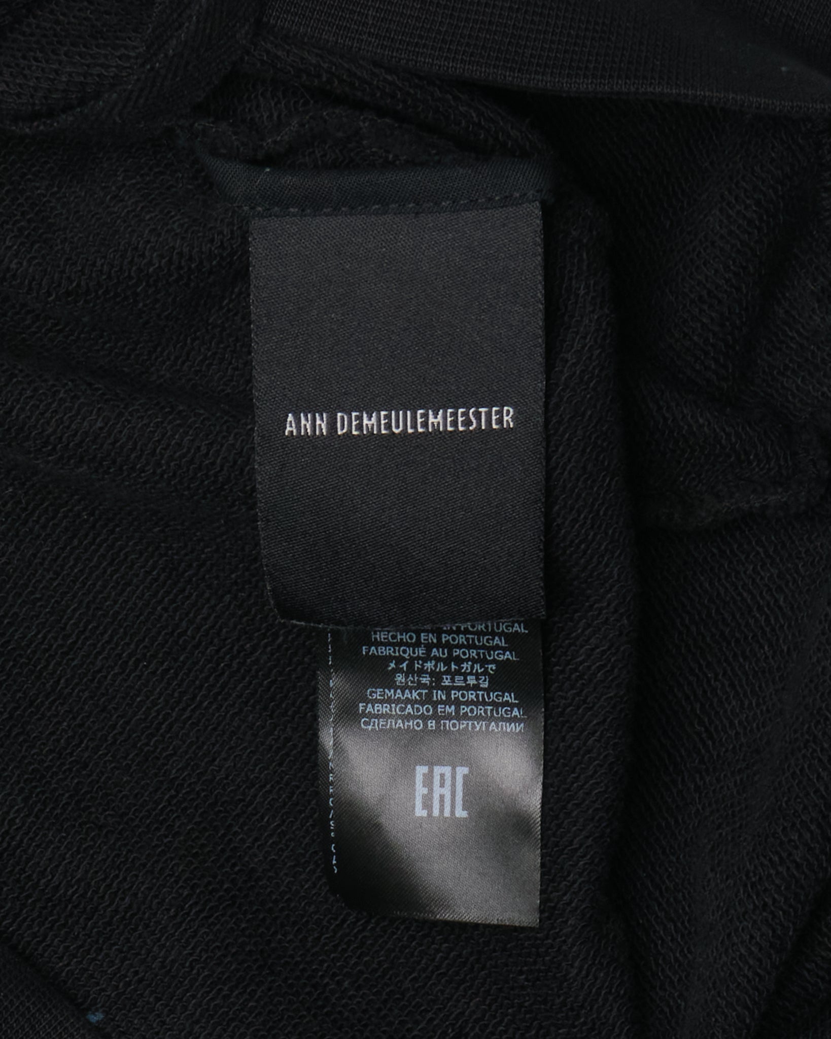 Ann Demeulemeester Black Embroidered Hoodie With Ribbon Detail