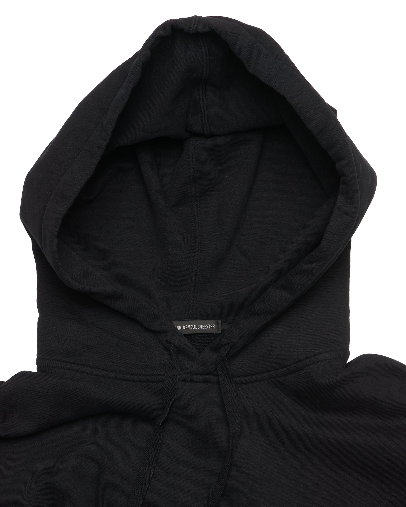 Ann Demeulemeester Black Embroidered Hoodie With Ribbon Detail