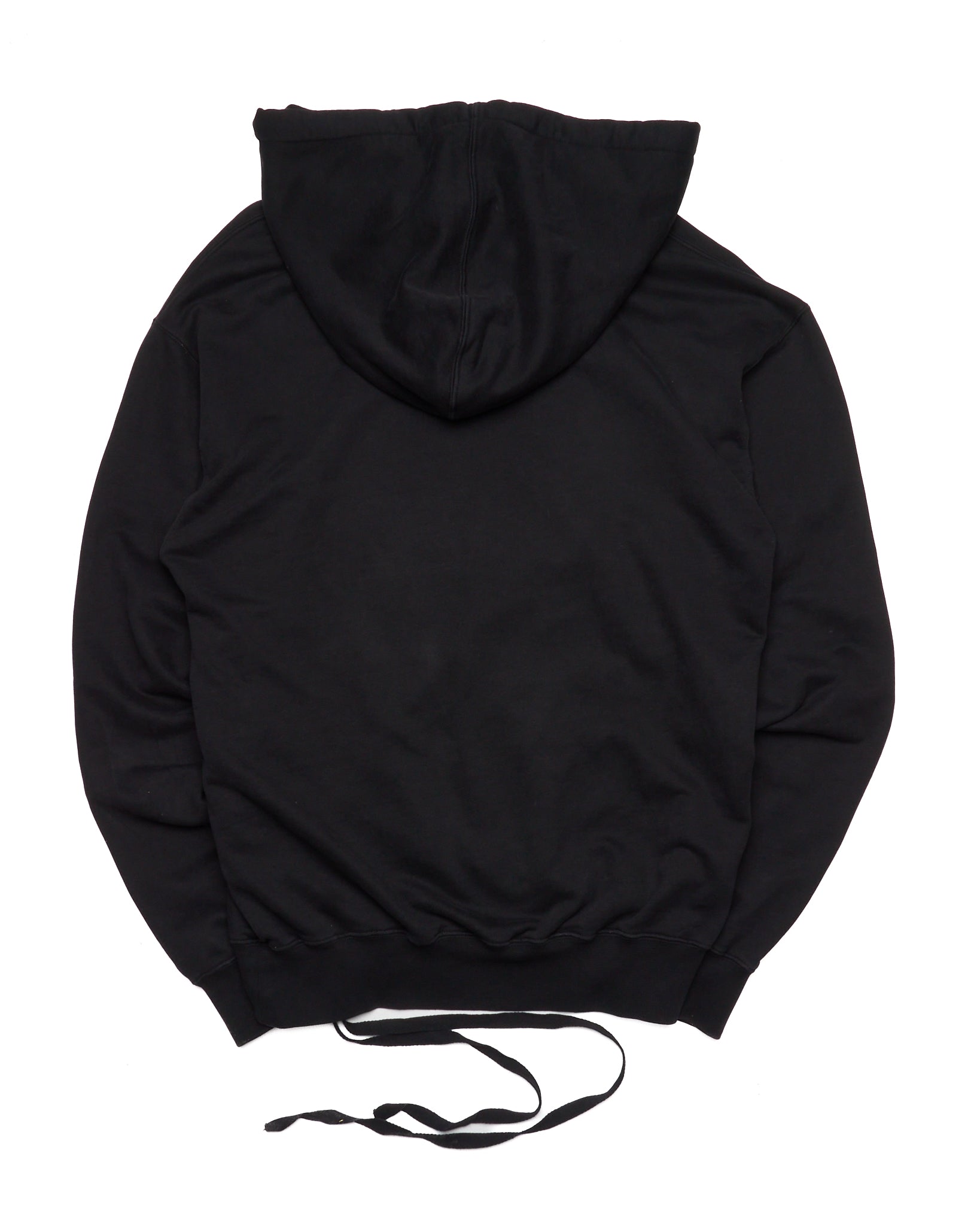 Ann Demeulemeester Black Embroidered Hoodie With Ribbon Detail