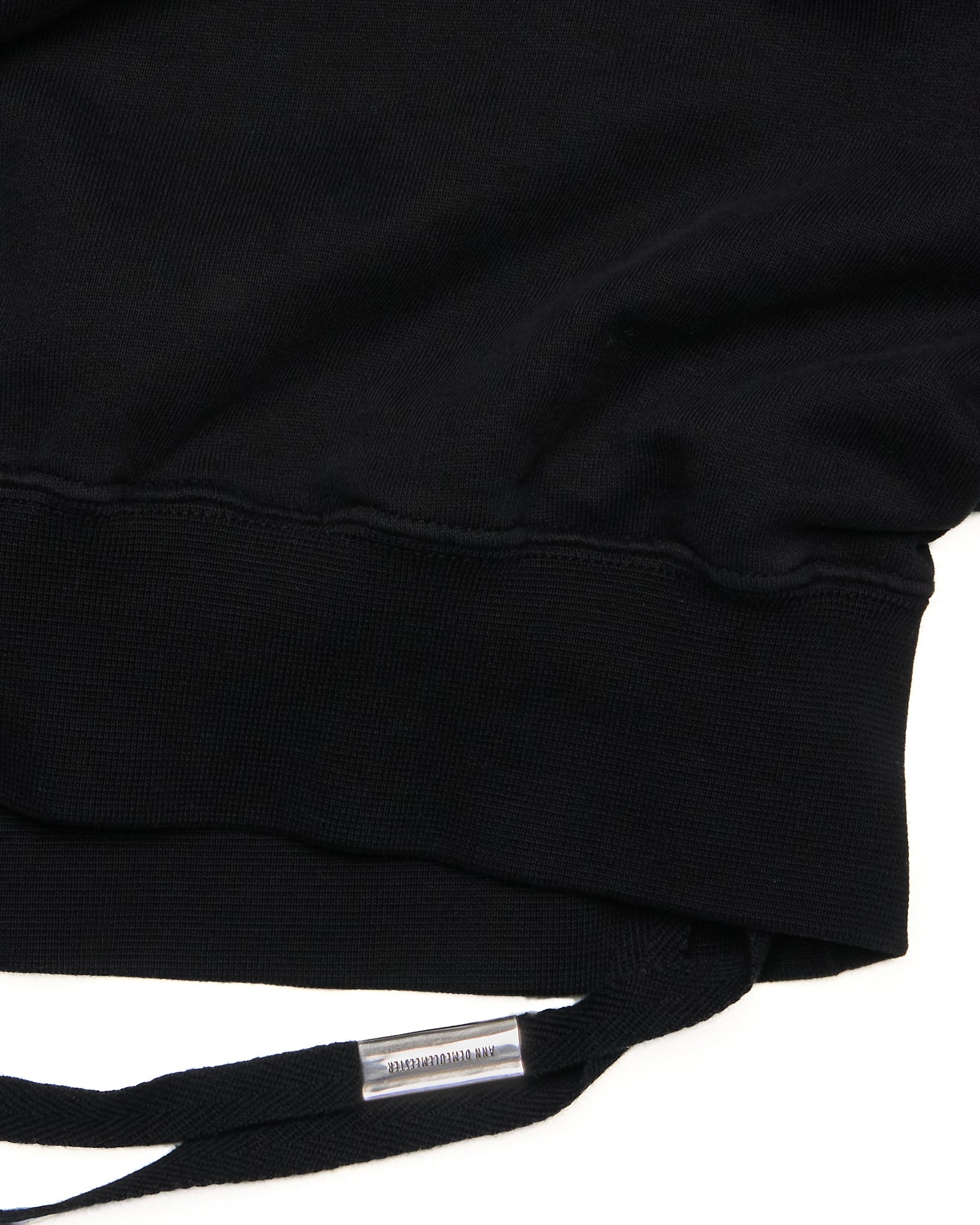 Ann Demeulemeester Black Embroidered Hoodie With Ribbon Detail