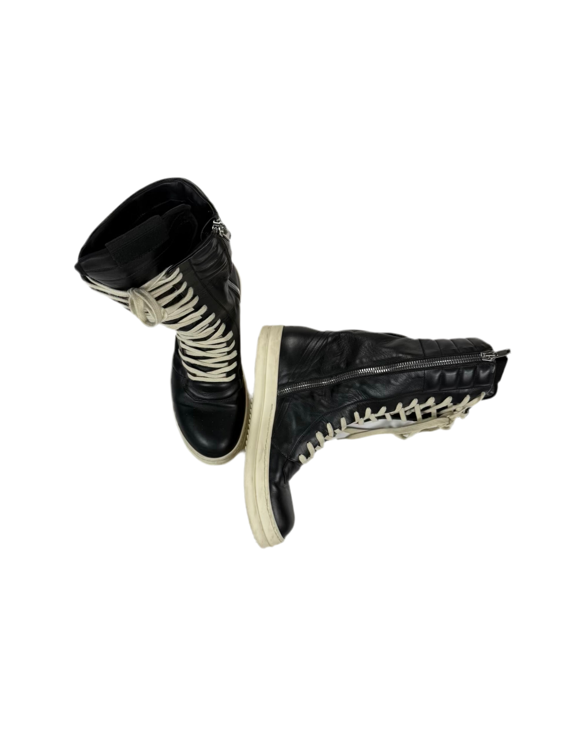 A/W24 Rick Owens Leather Cargobasket Sneakers