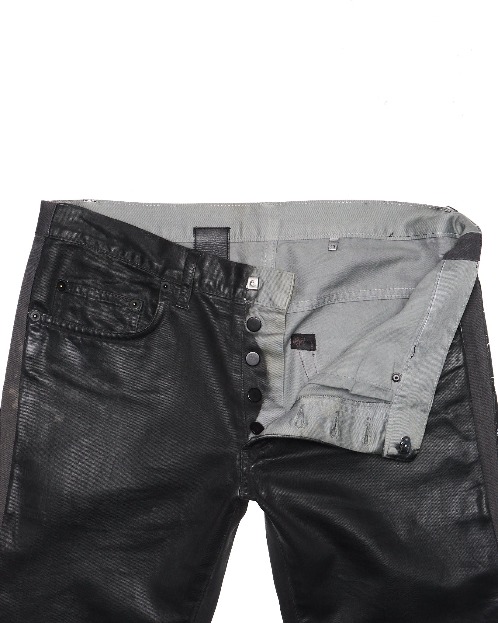 A/W08 DIOR HOMME by Kris Van Assche Black Waxed Cotton Skinny Denim