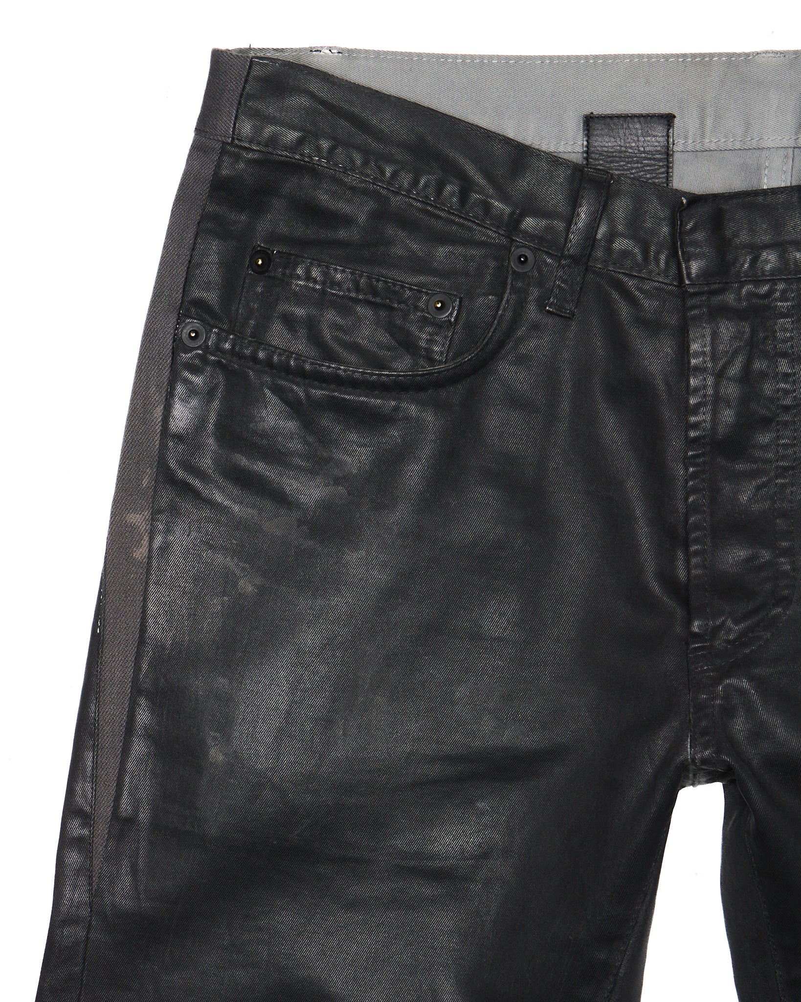 A/W08 DIOR HOMME by Kris Van Assche Black Waxed Cotton Skinny Denim