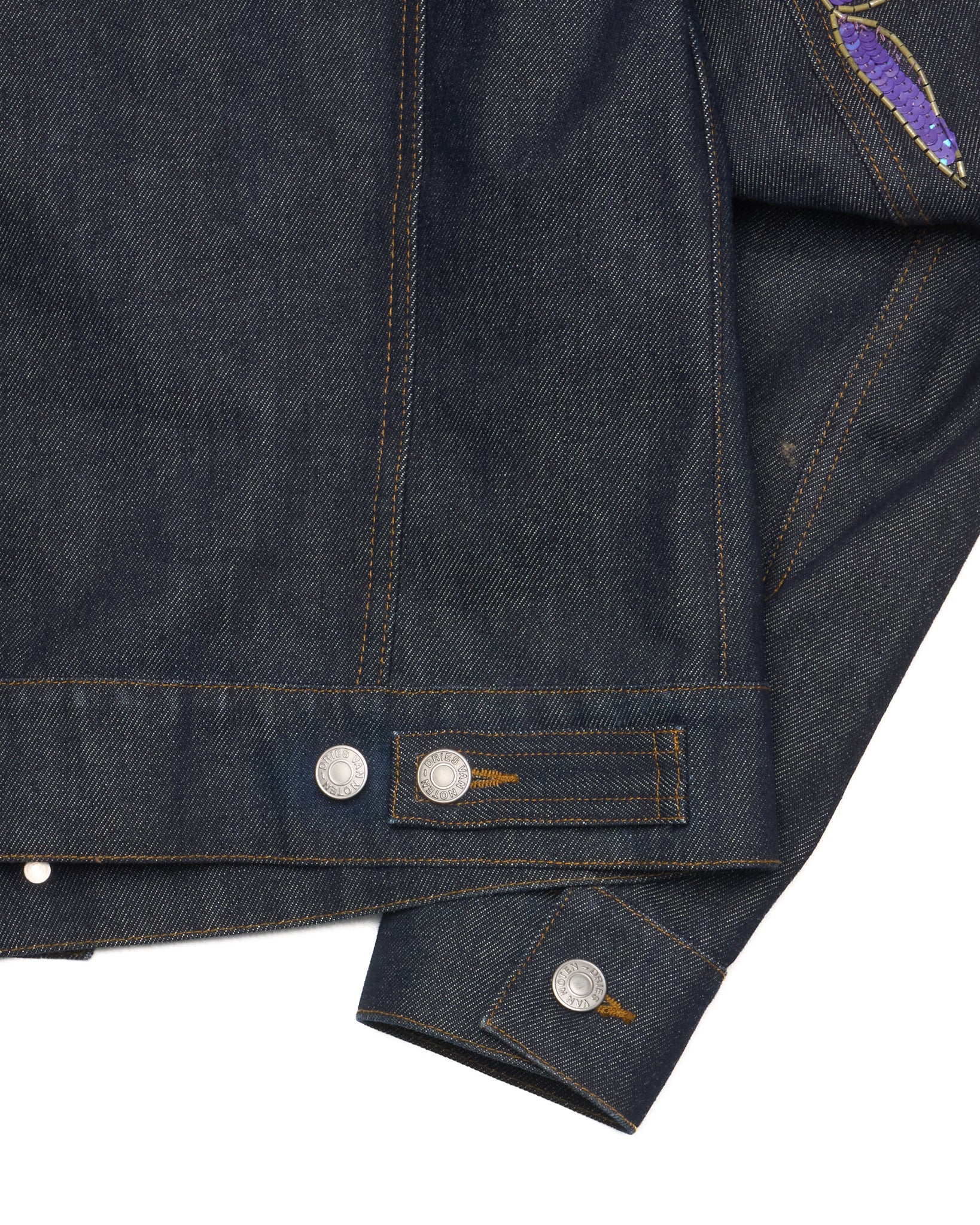 Dries Van Noten Sequin Embroidered Denim Trucker Jacket