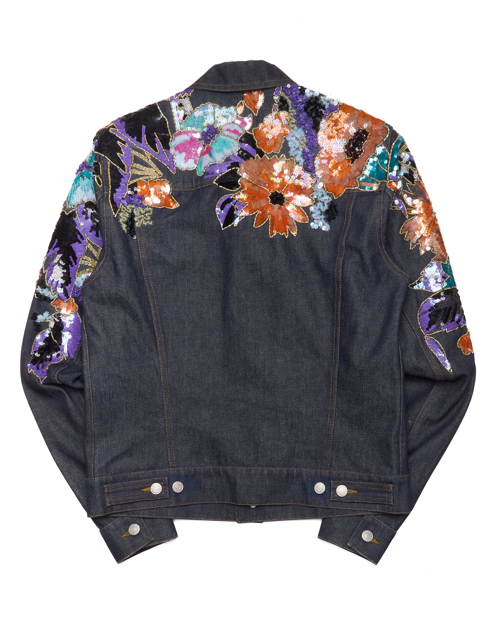 Dries Van Noten Sequin Embroidered Denim Trucker Jacket