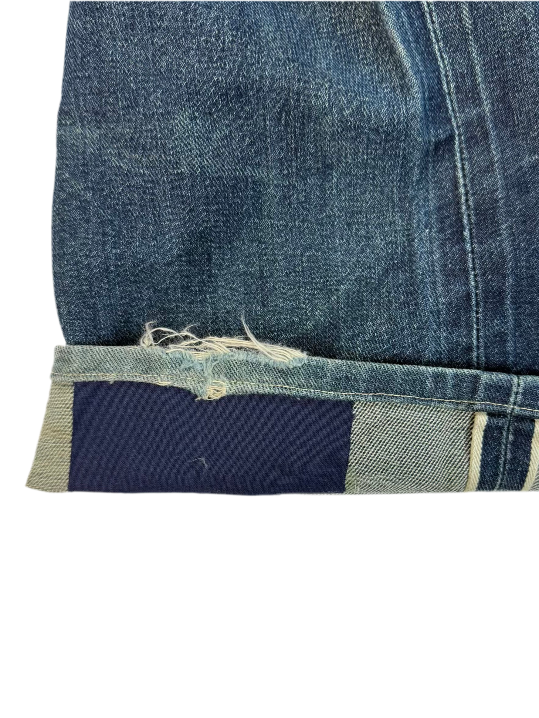 90s EVIS Hand-Paint Diakoku Crop Selvedge Jeans