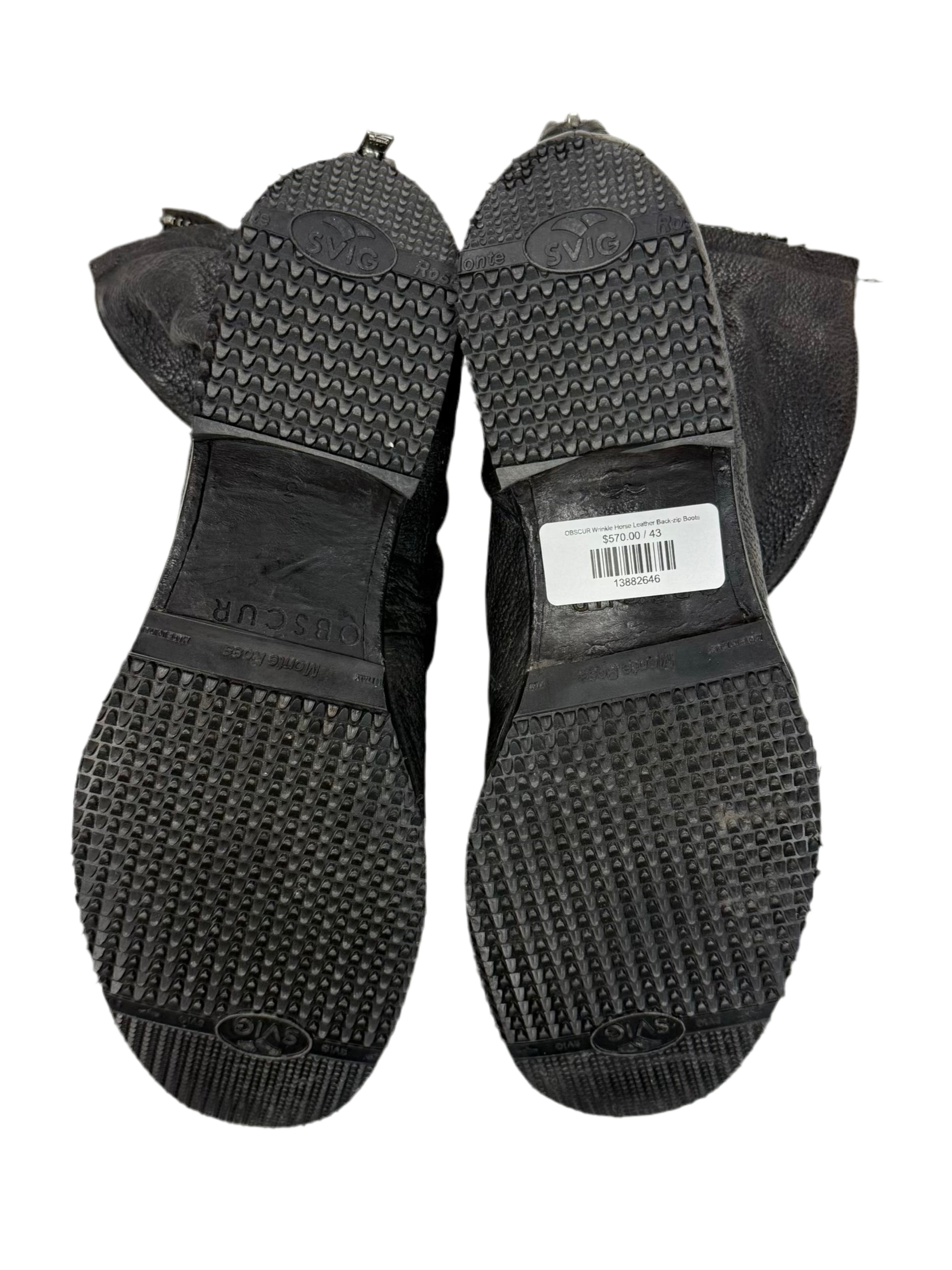 OBSCUR Wrinkle Horse Leather Back-zip Boots