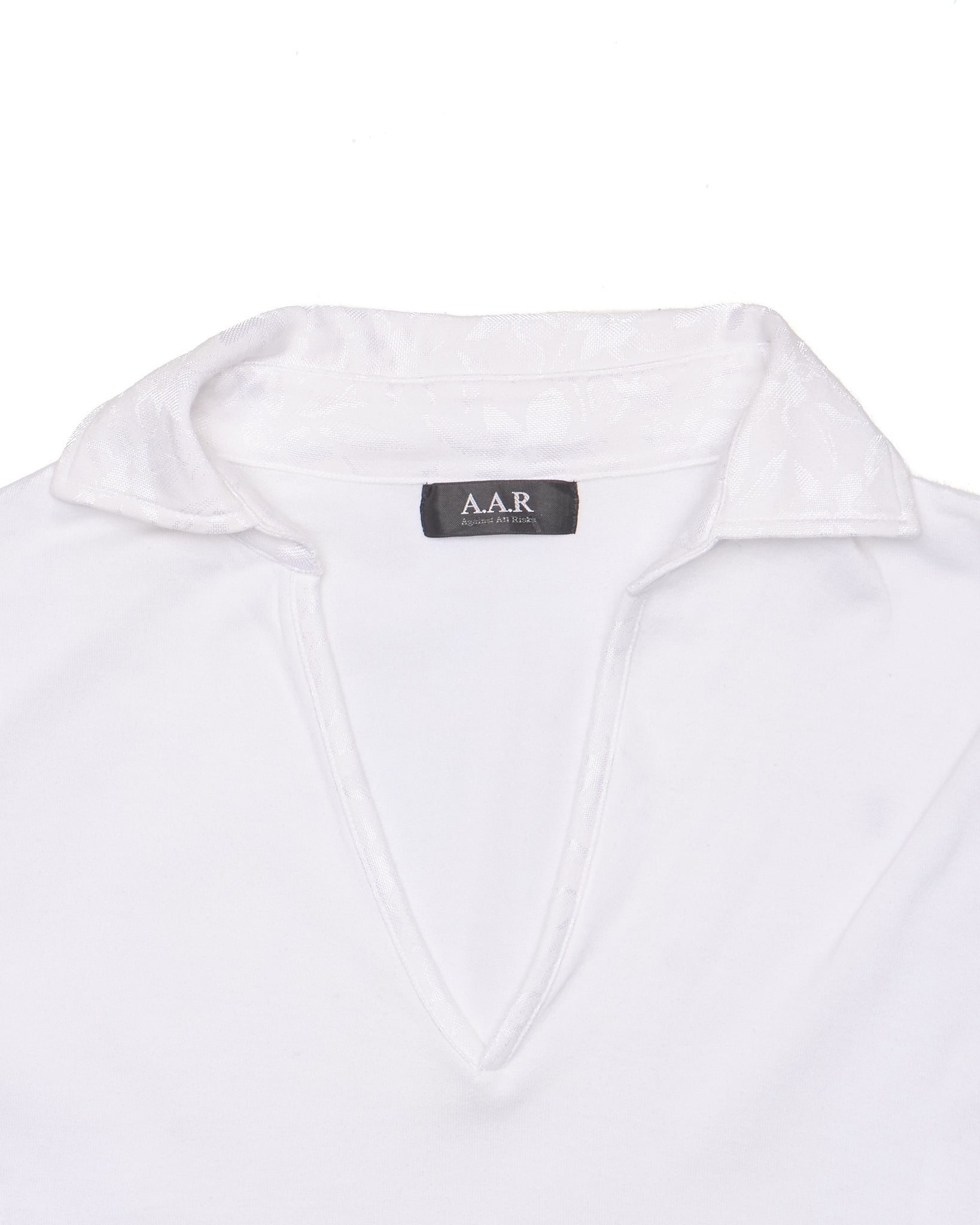 Early 00s A.A.R Yohji Yamamoto White Jacquard Panelled Polo Tee