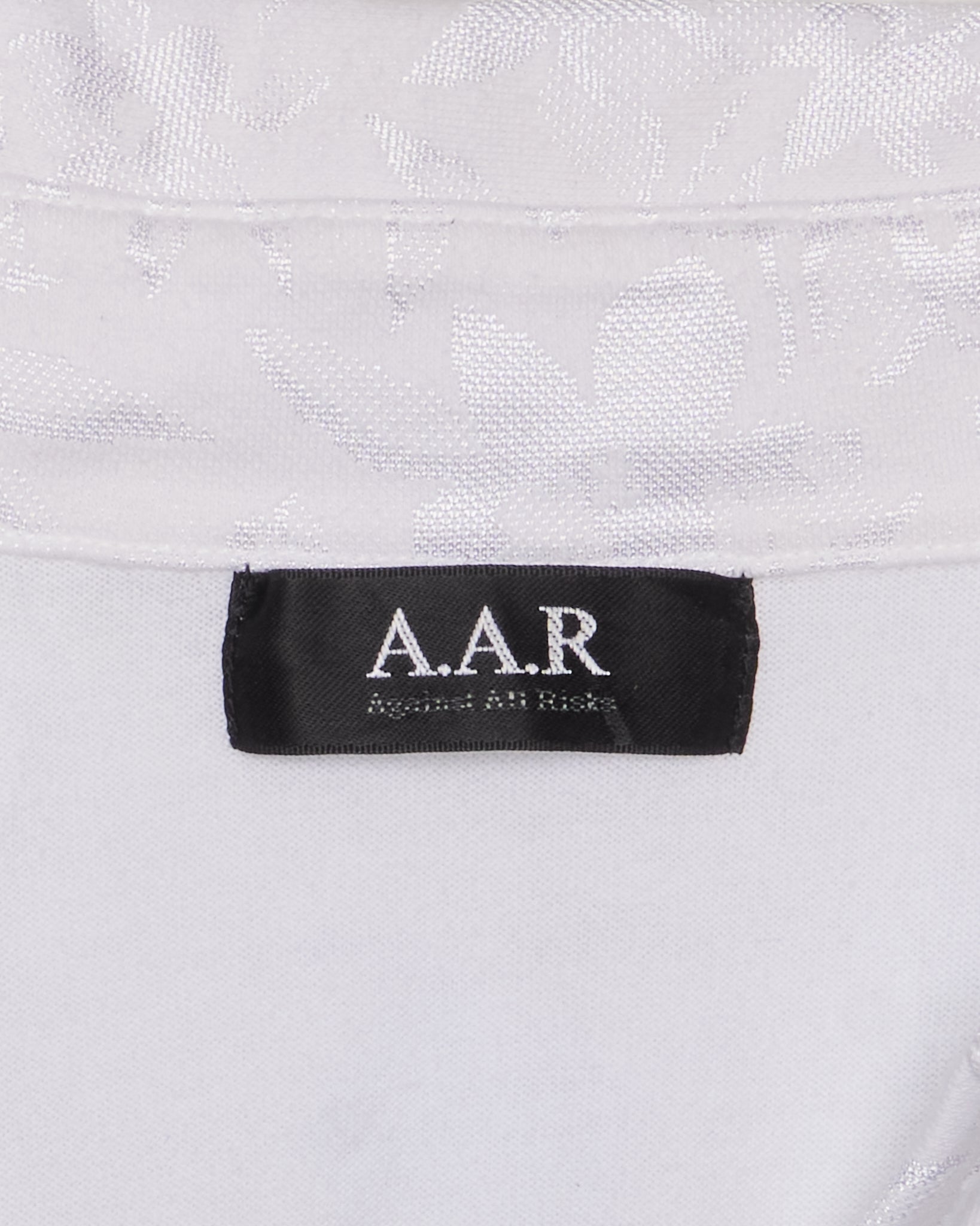 Early 00s A.A.R Yohji Yamamoto White Jacquard Panelled Polo Tee