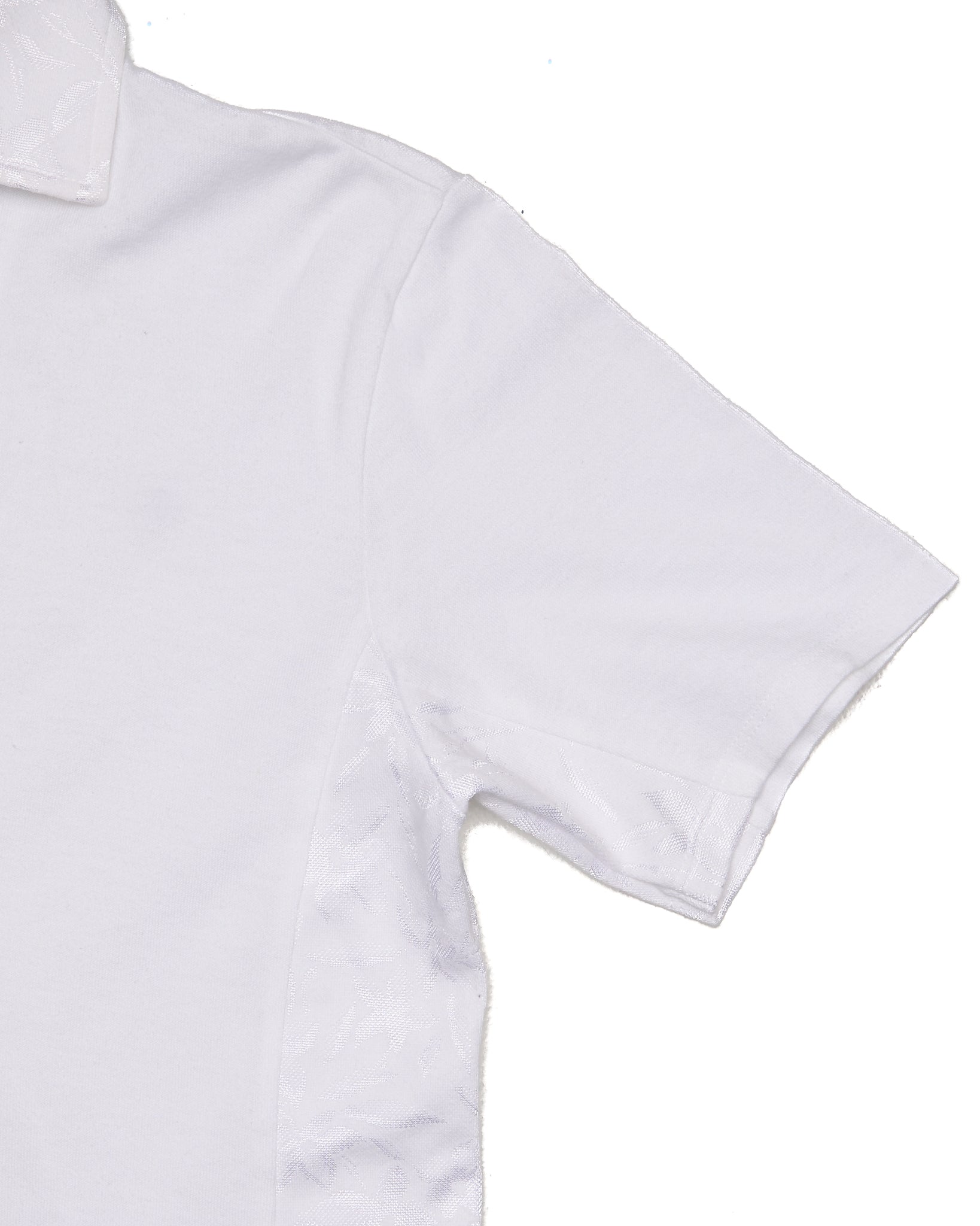 Early 00s A.A.R Yohji Yamamoto White Jacquard Panelled Polo Tee