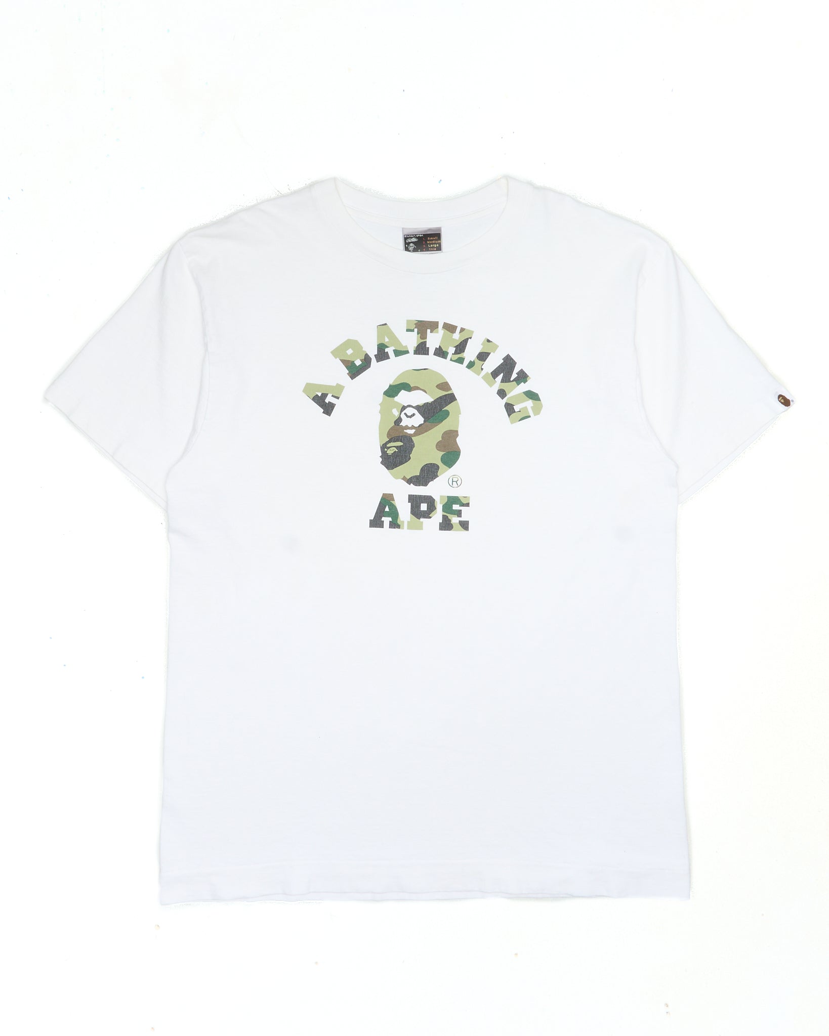 Early 00s BAPE Angry Ape Head Camo College Tee