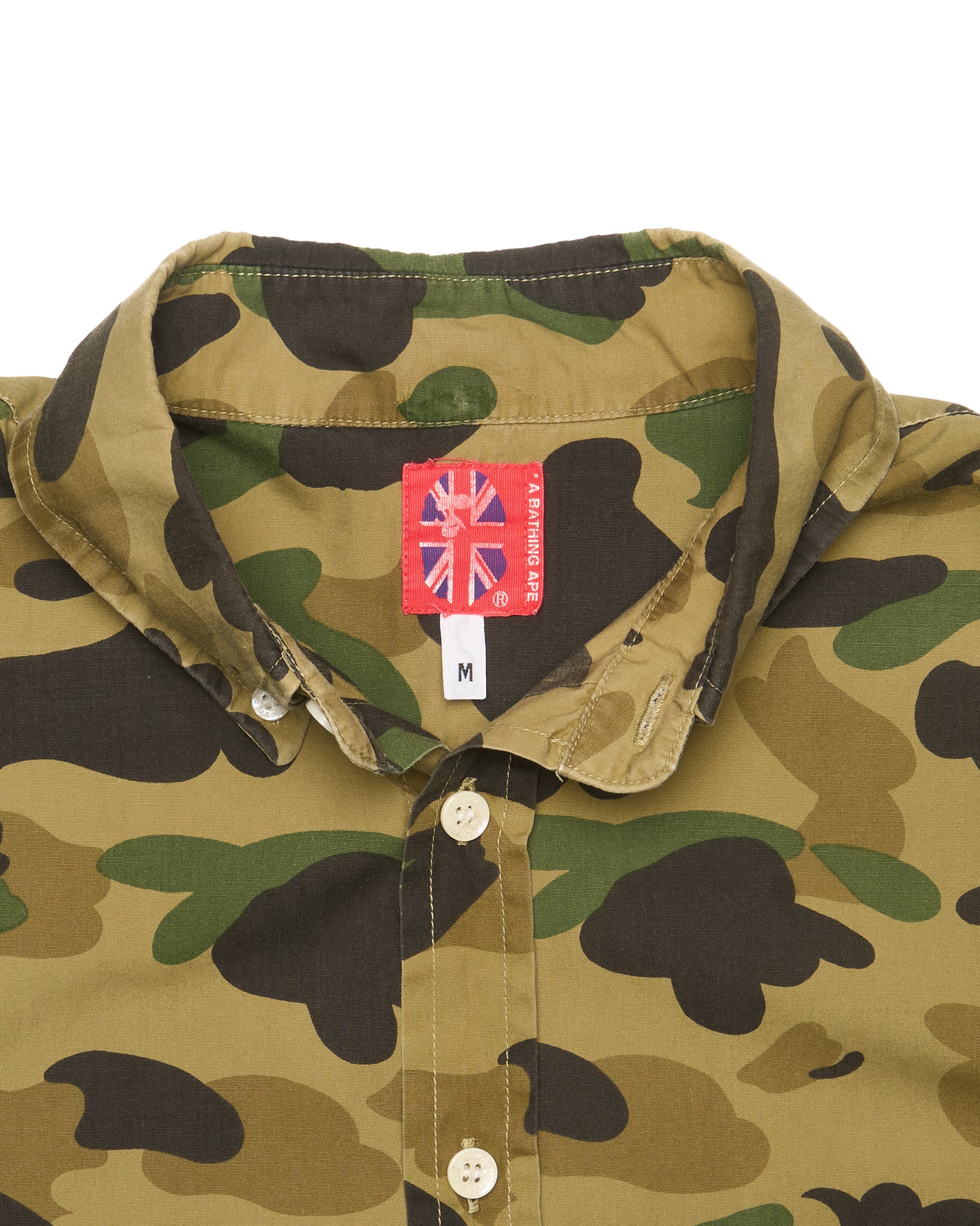 Early 00s BAPE Ape Camo Button Up Polo
