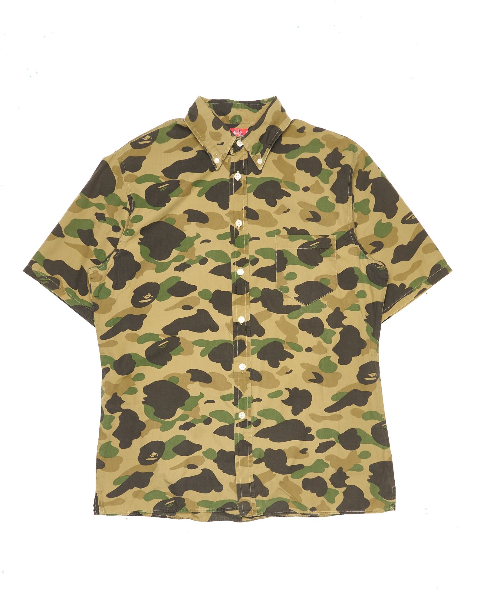Early 00s BAPE Ape Camo Button Up Polo