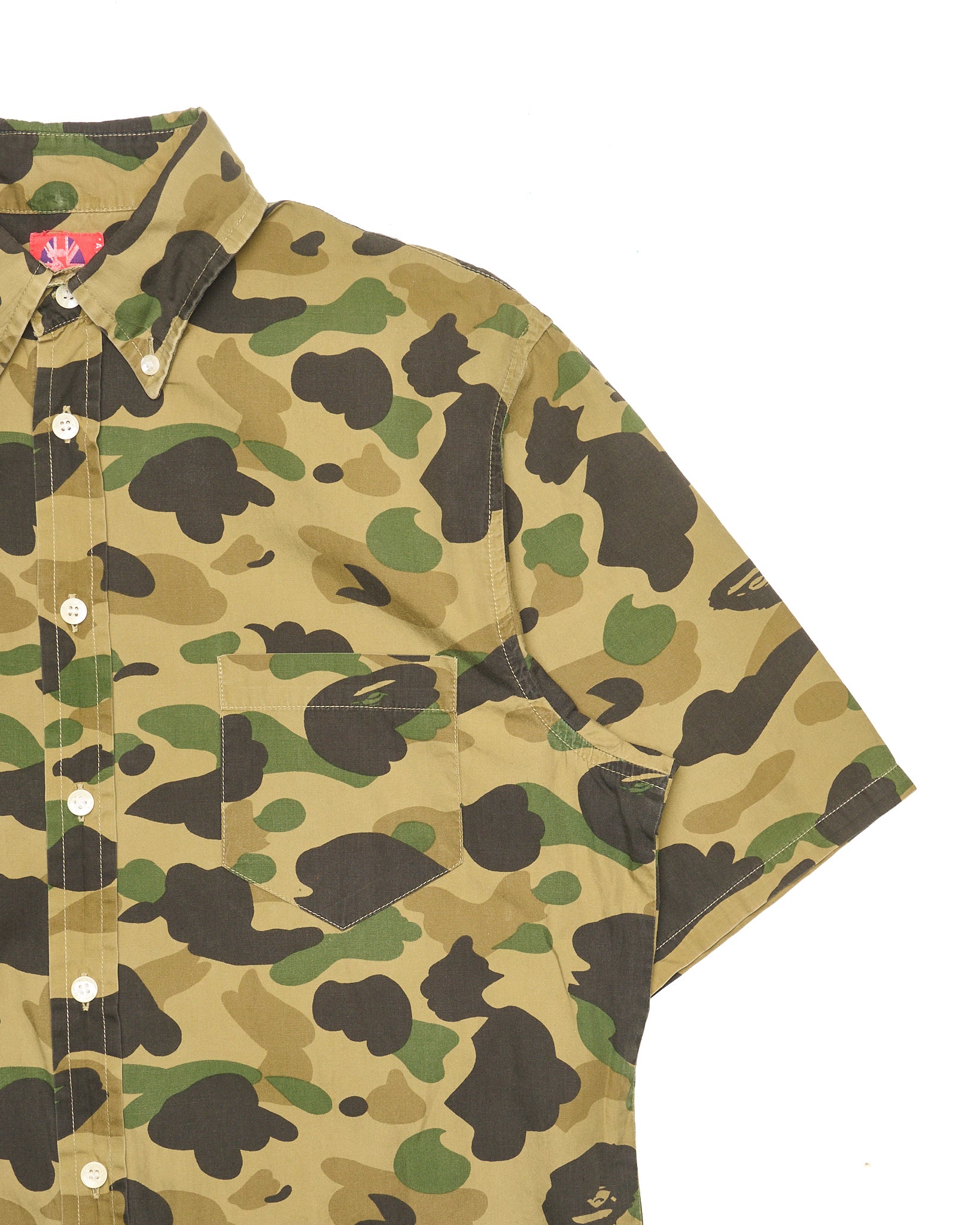 Early 00s BAPE Ape Camo Button Up Polo