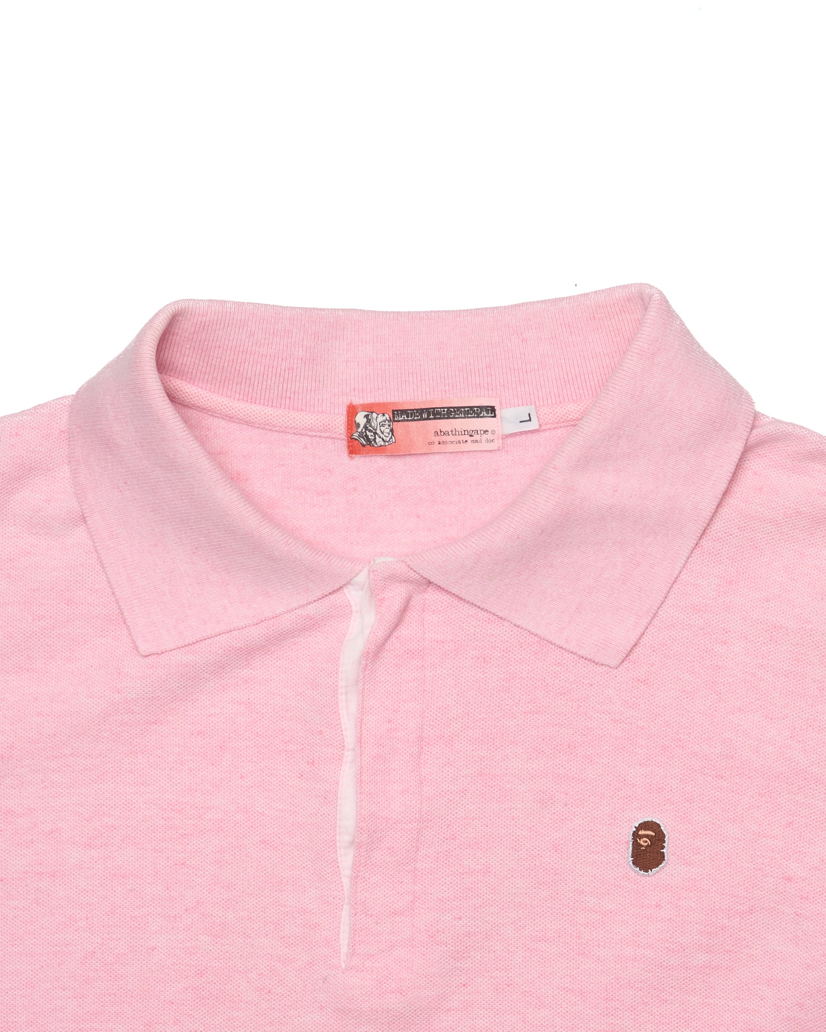 Early 00s BAPE Head Logo Pink Polo Shirt