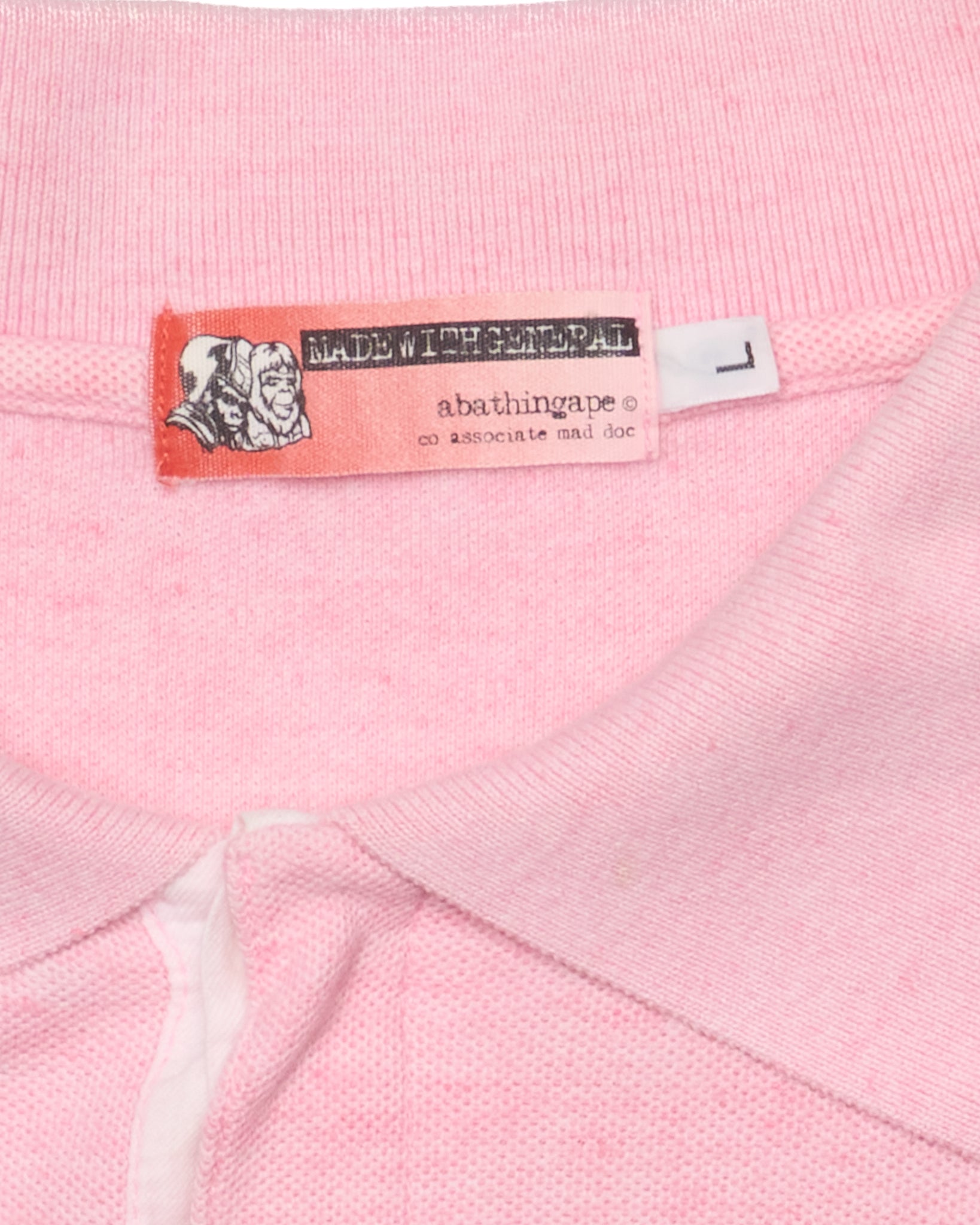 Early 00s BAPE Head Logo Pink Polo Shirt