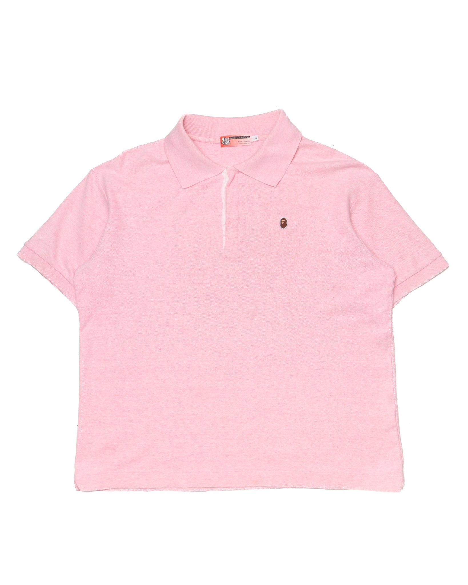Early 00s BAPE Head Logo Pink Polo Shirt