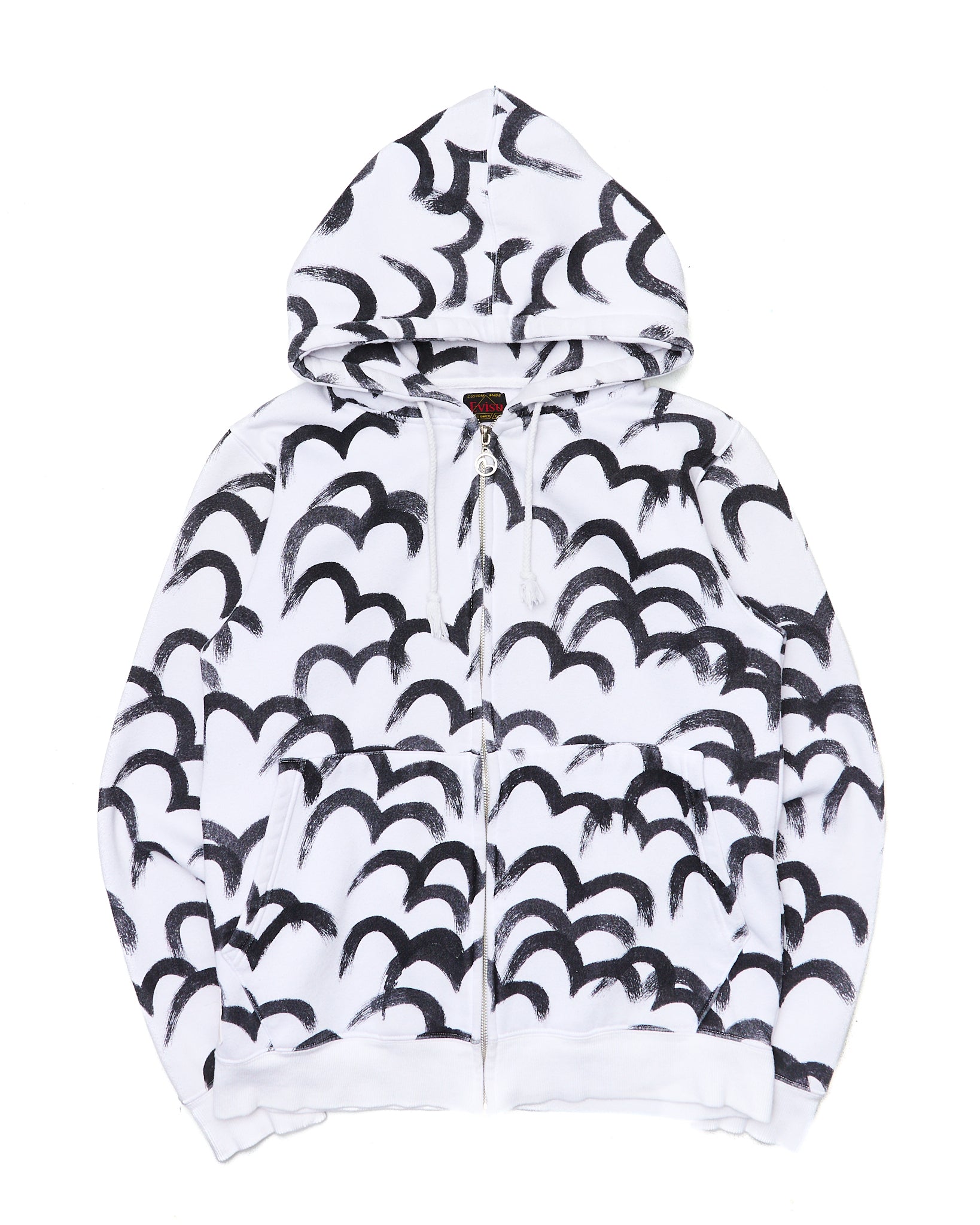 Early 00s EVISU All-Over Seagull Brushstroke Zip-Up Hoodie