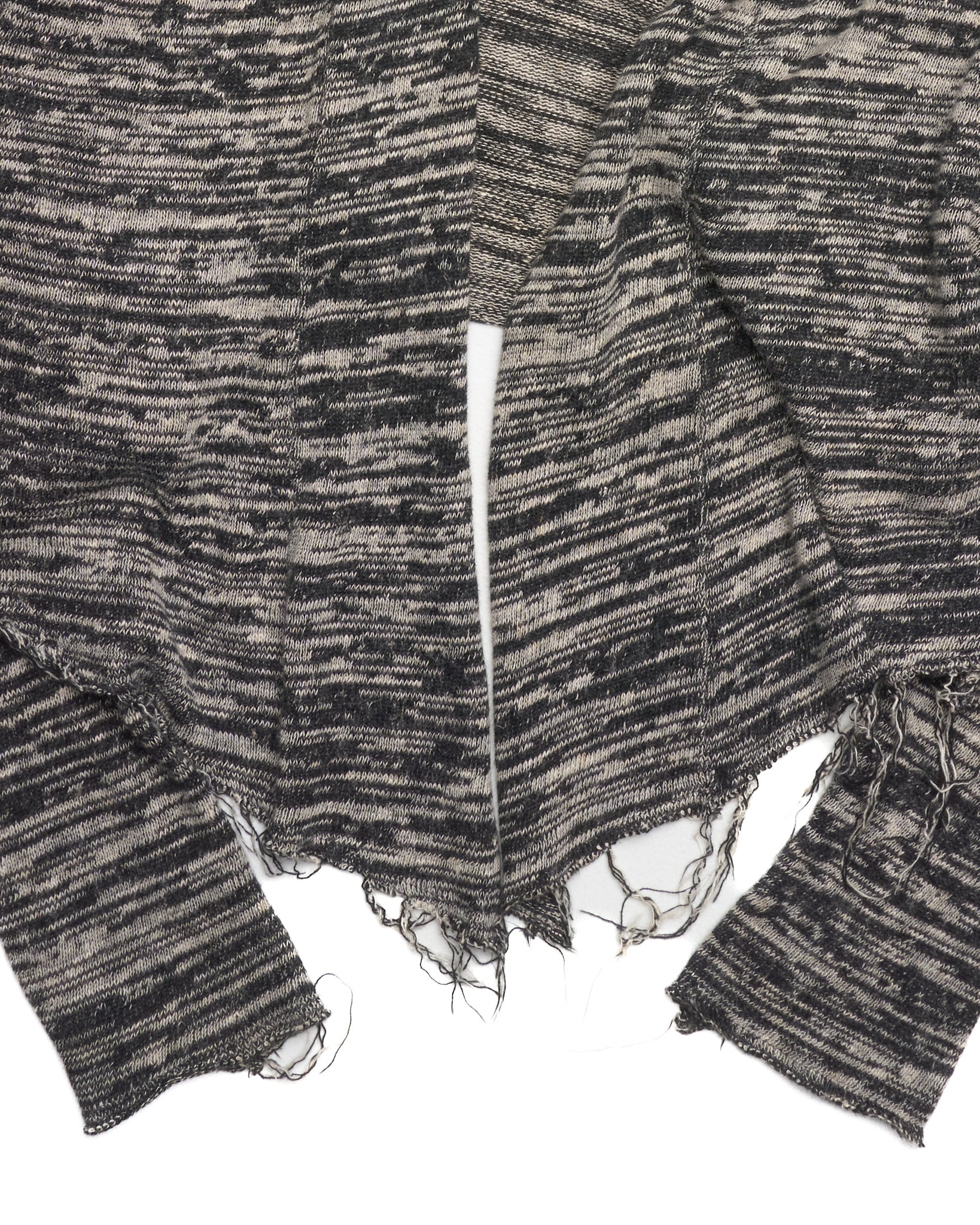 Early 00s IfSixWasNine 'NO. CARDI-1/SHT/M 902NOIH' Distressed Zebra Stripe Open Knit Cardigan