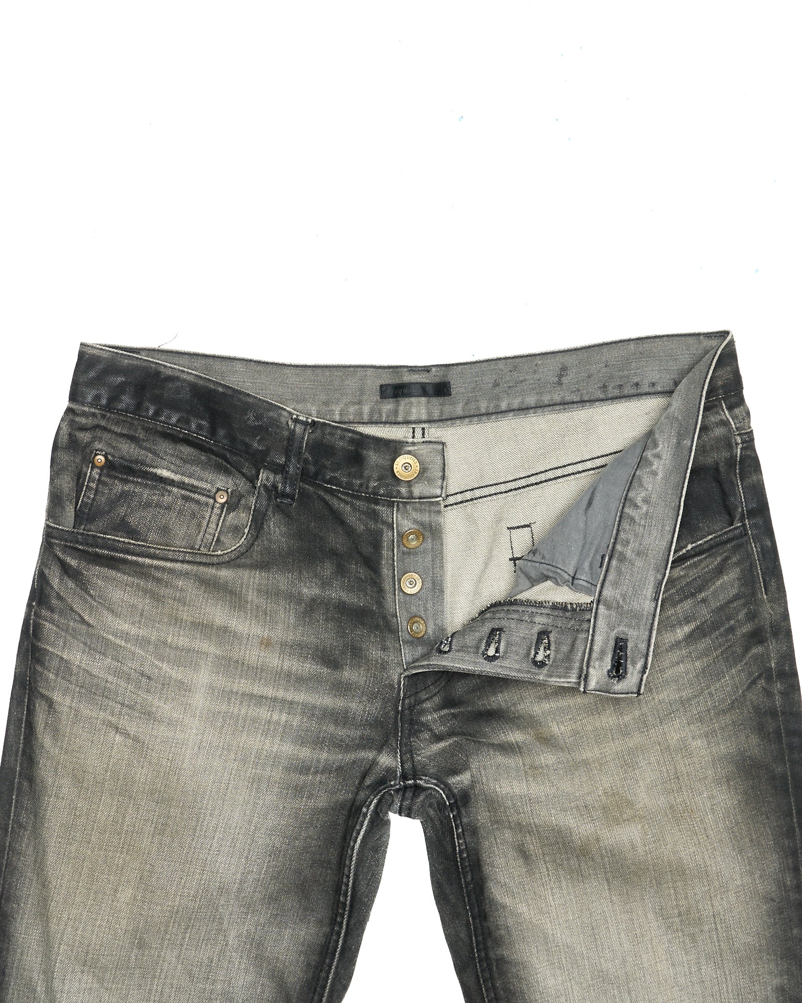 Early 00s Iroquois Light Waxed Smoke Grey Straight Bootcut Denim