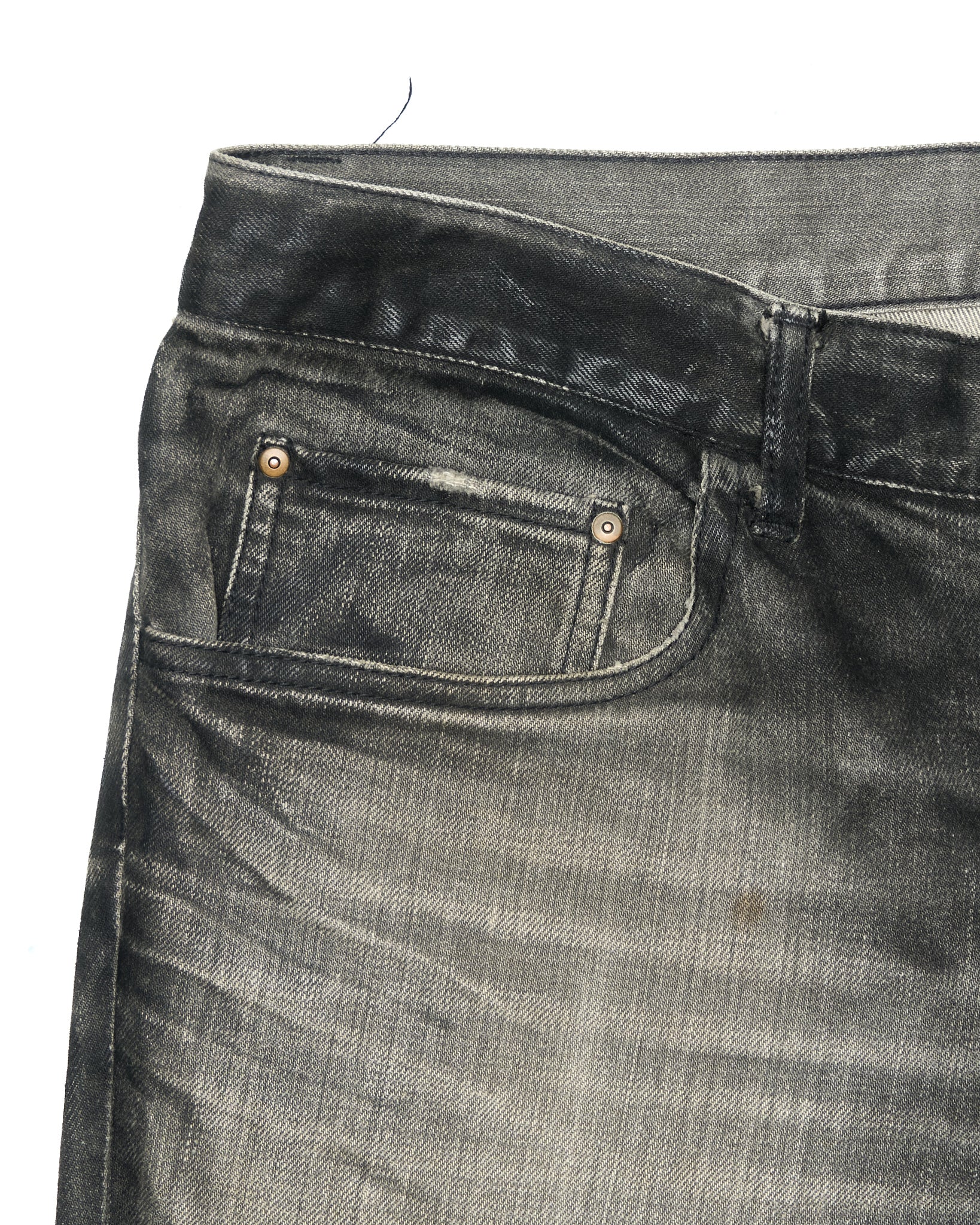 Early 00s Iroquois Light Waxed Smoke Grey Straight Bootcut Denim