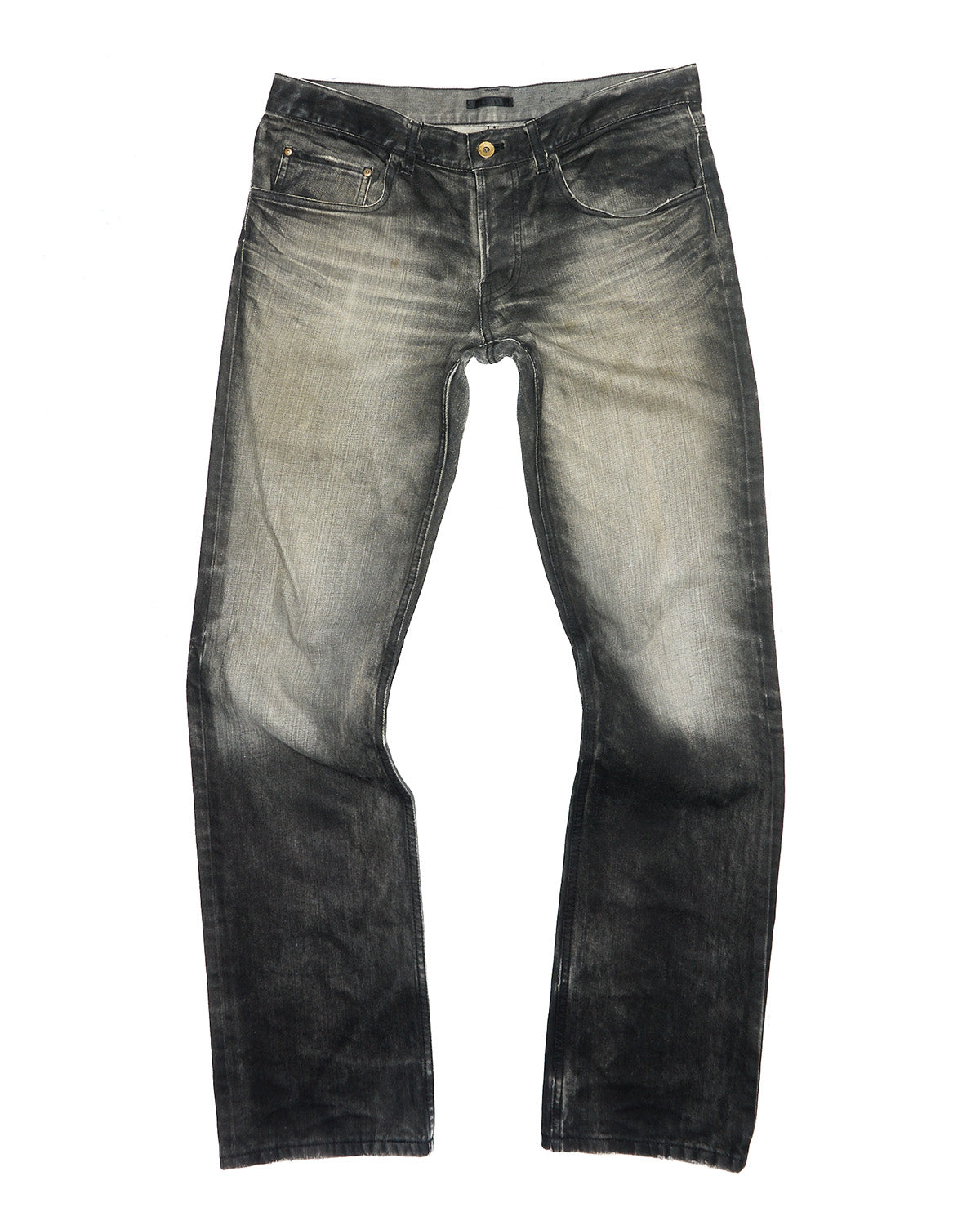 Early 00s Iroquois Light Waxed Smoke Grey Straight Bootcut Denim