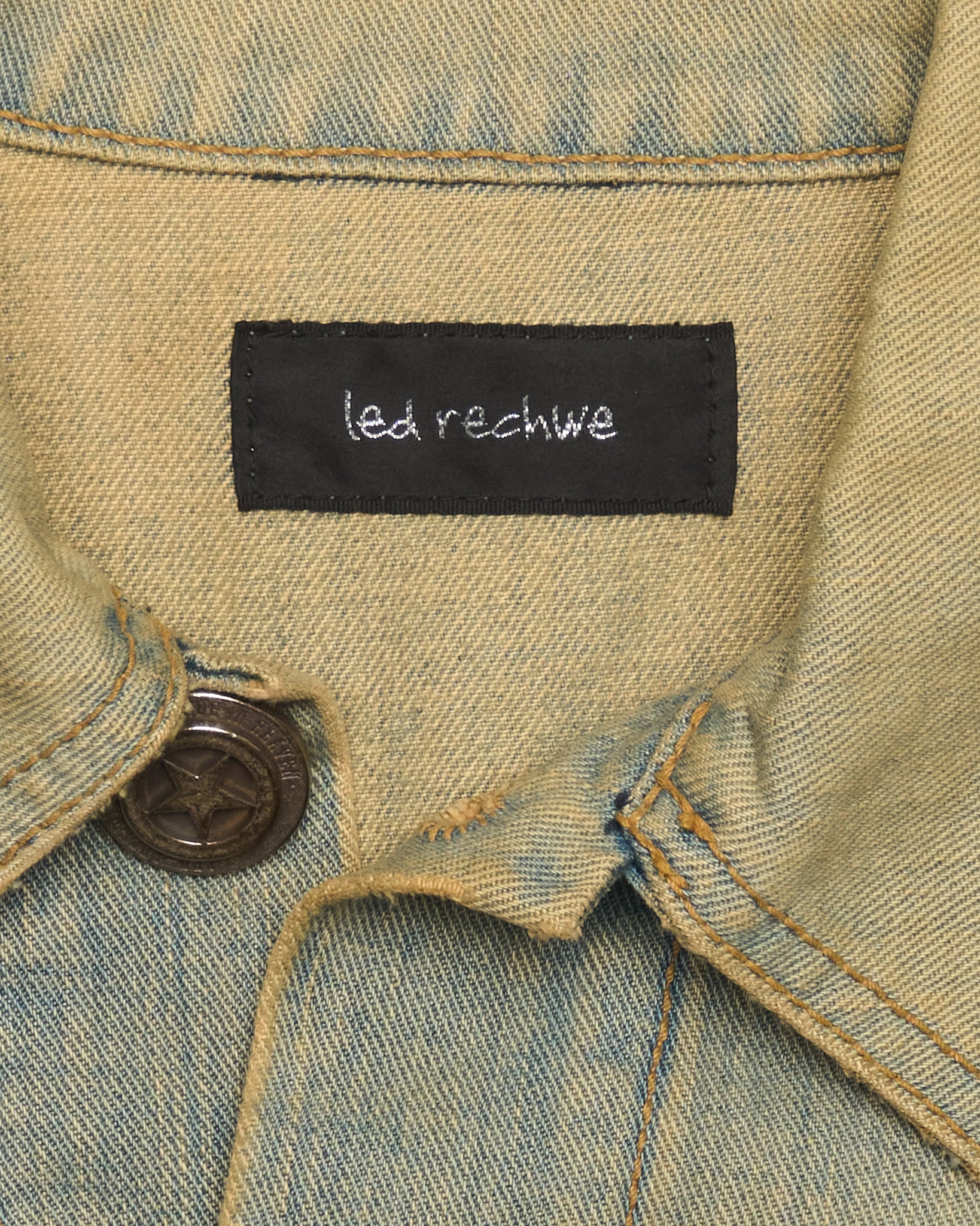 Early 00s LED RECHWE Vintage Wash Distressed Cropped Denim  Jacket
