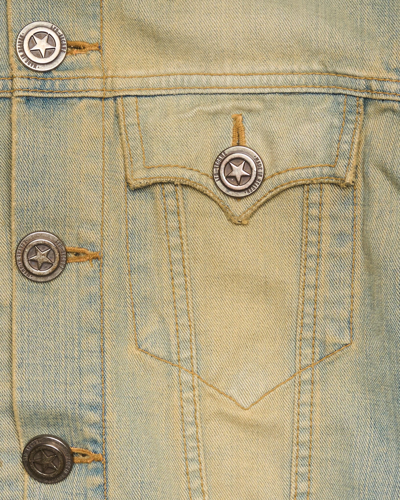 Early 00s LED RECHWE Vintage Wash Distressed Cropped Denim  Jacket