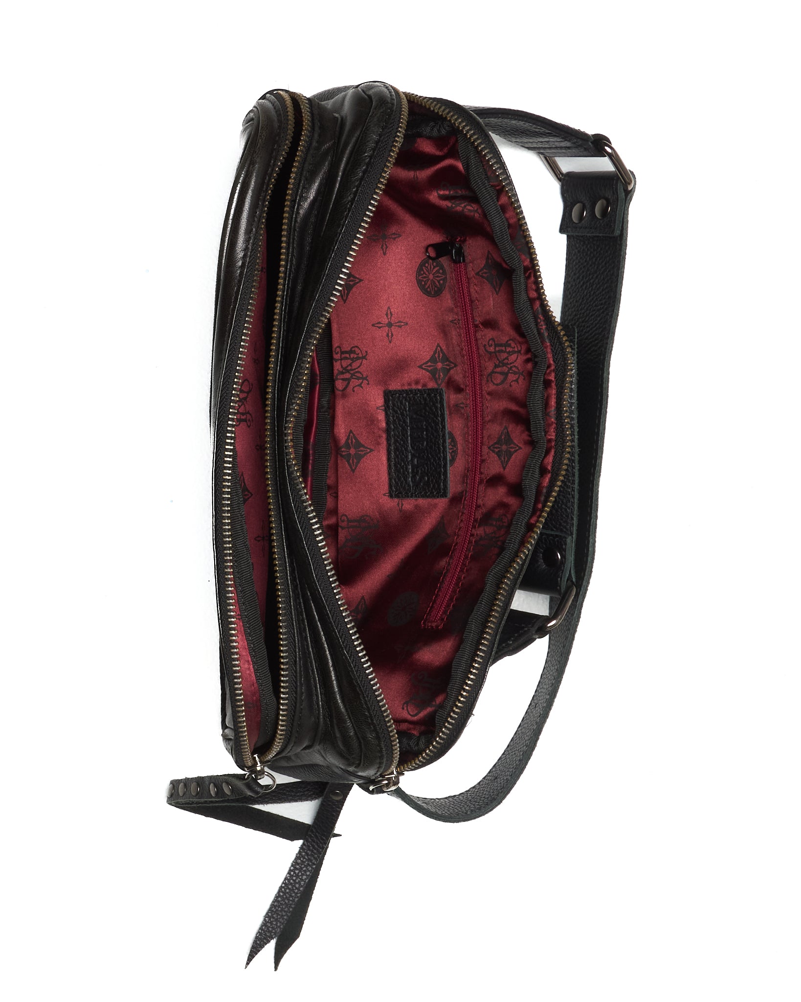 Early 00s MIDAS Black Check Cow Leather Belt Bag