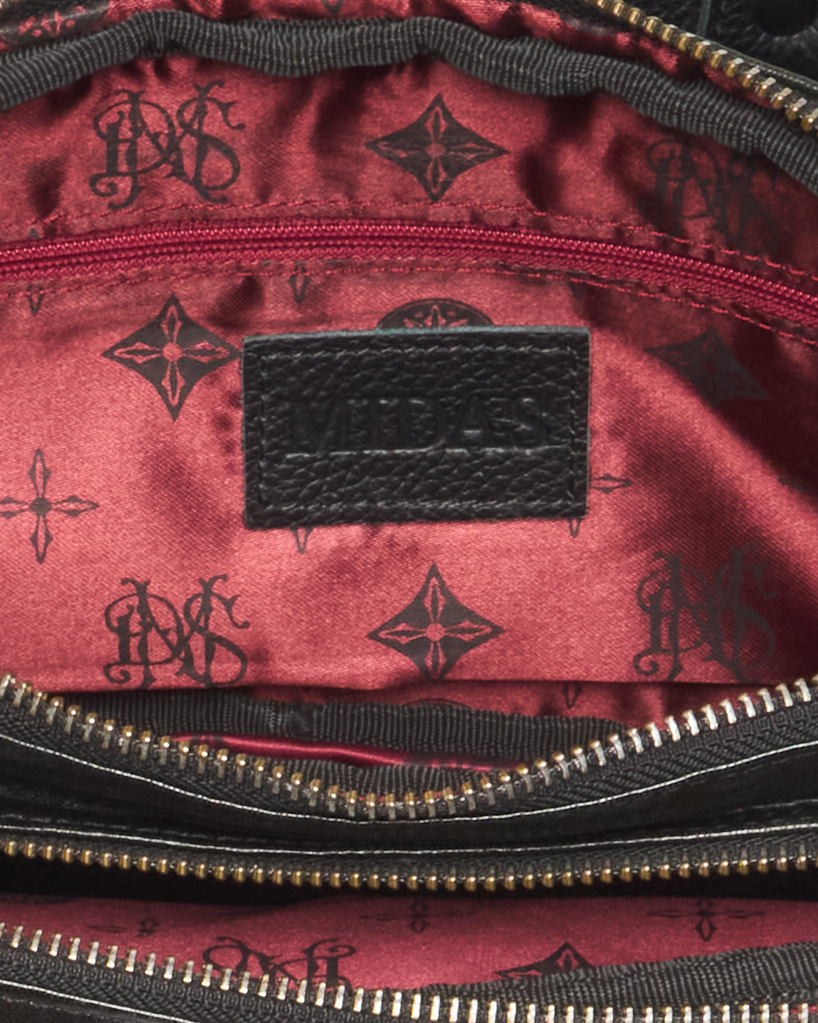 Early 00s MIDAS Black Check Cow Leather Belt Bag