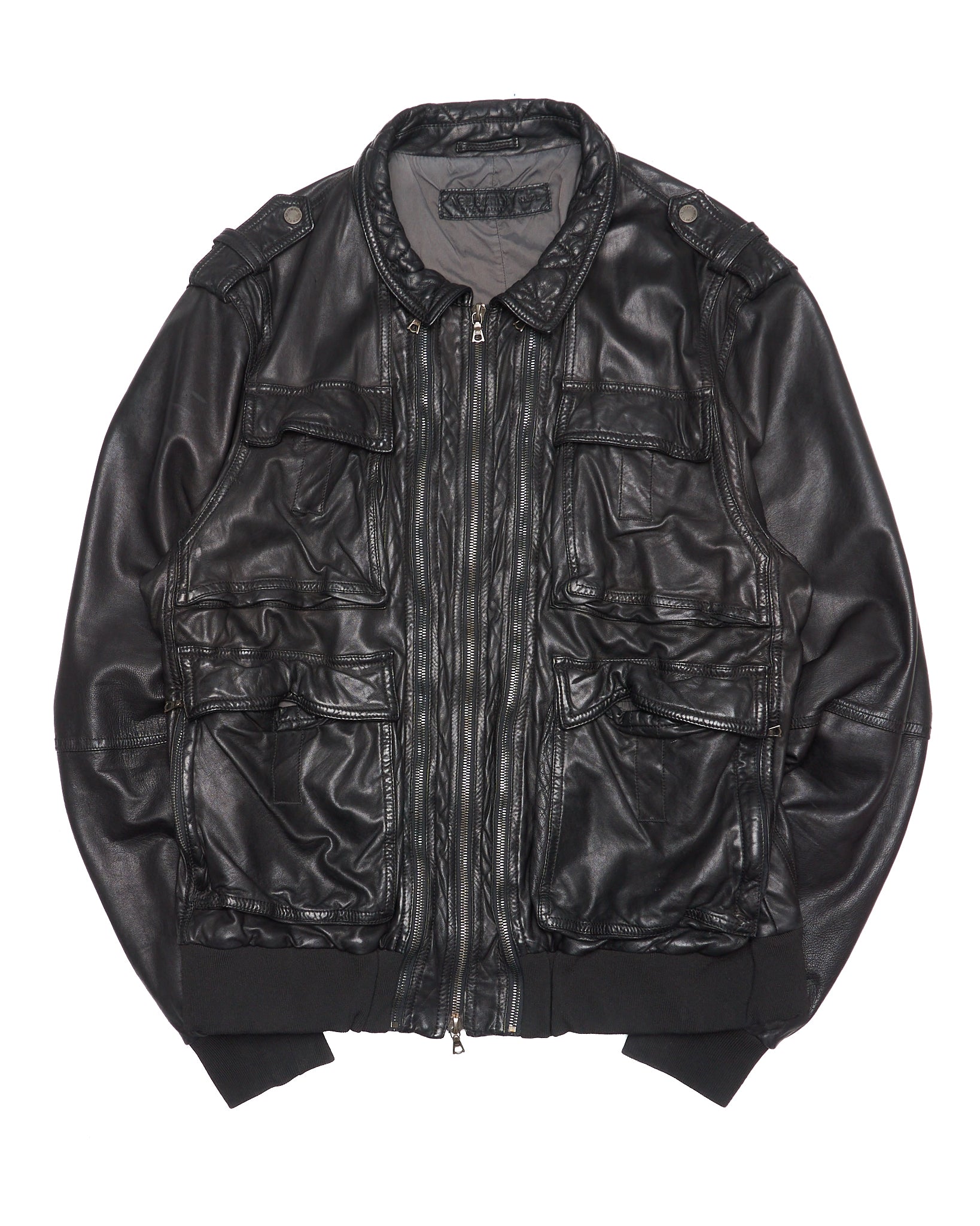Early 00s Neil Barrett Multi Zip Goat Leather Field Jacket