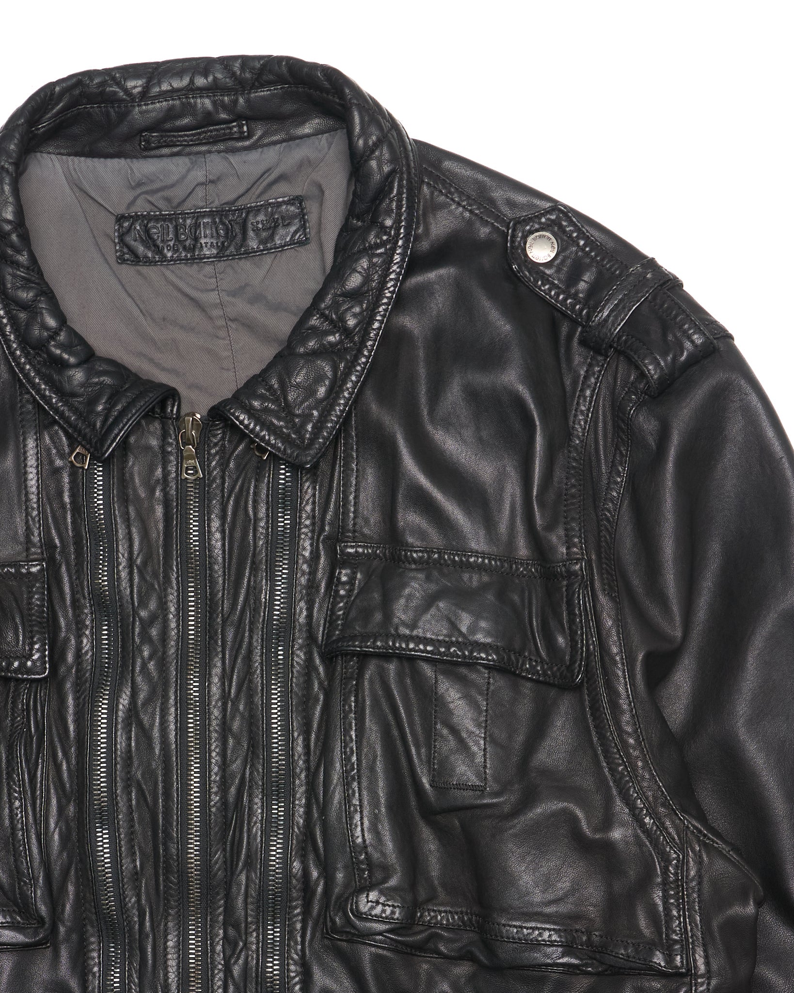 Early 00s Neil Barrett Multi Zip Goat Leather Field Jacket
