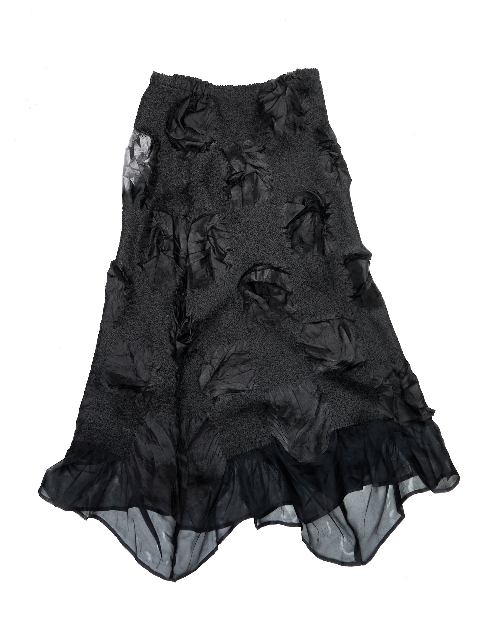 Early 00s PEPLUM by Yoshiki Hishinuma Textured Shirred Midi Skirt