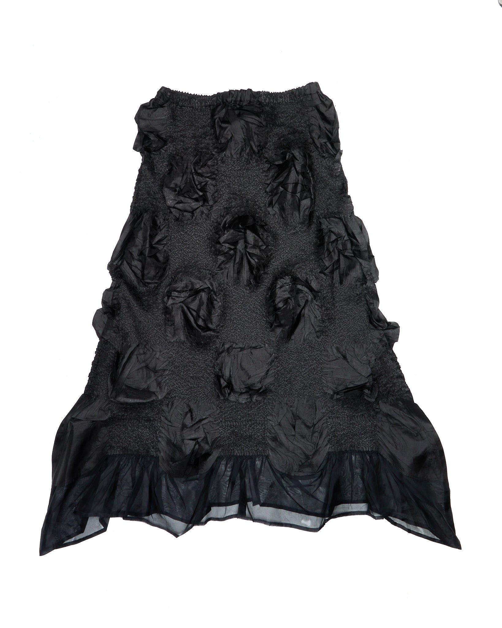 Early 00s PEPLUM by Yoshiki Hishinuma Textured Shirred Midi Skirt