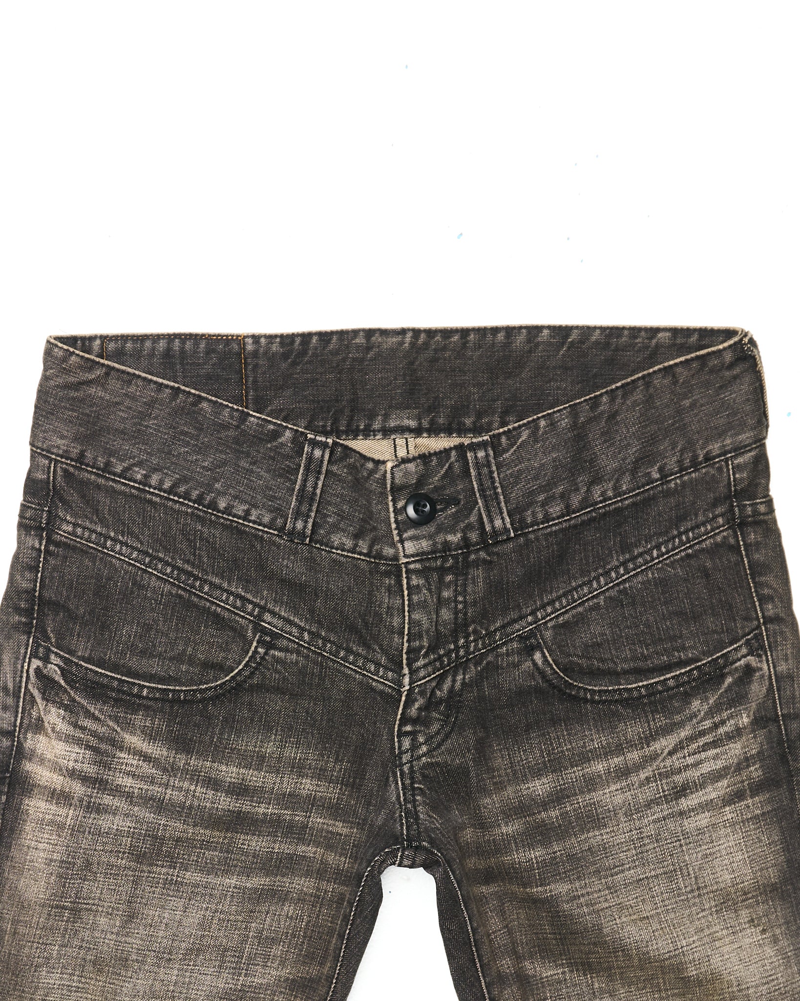 Early 00s Perfect Blue Distressed Mud Wash Skinny Bootcut Denim
