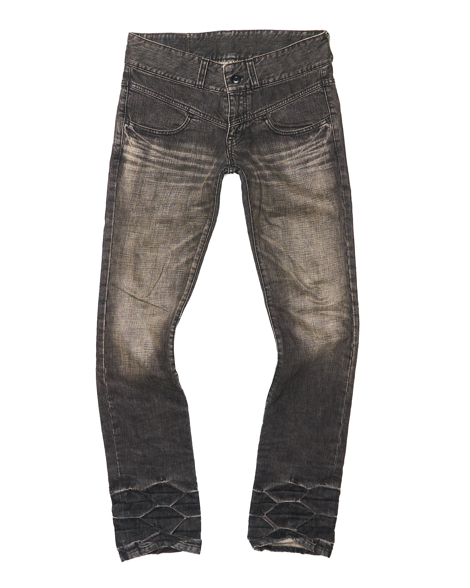 Early 00s Perfect Blue Distressed Mud Wash Skinny Bootcut Denim