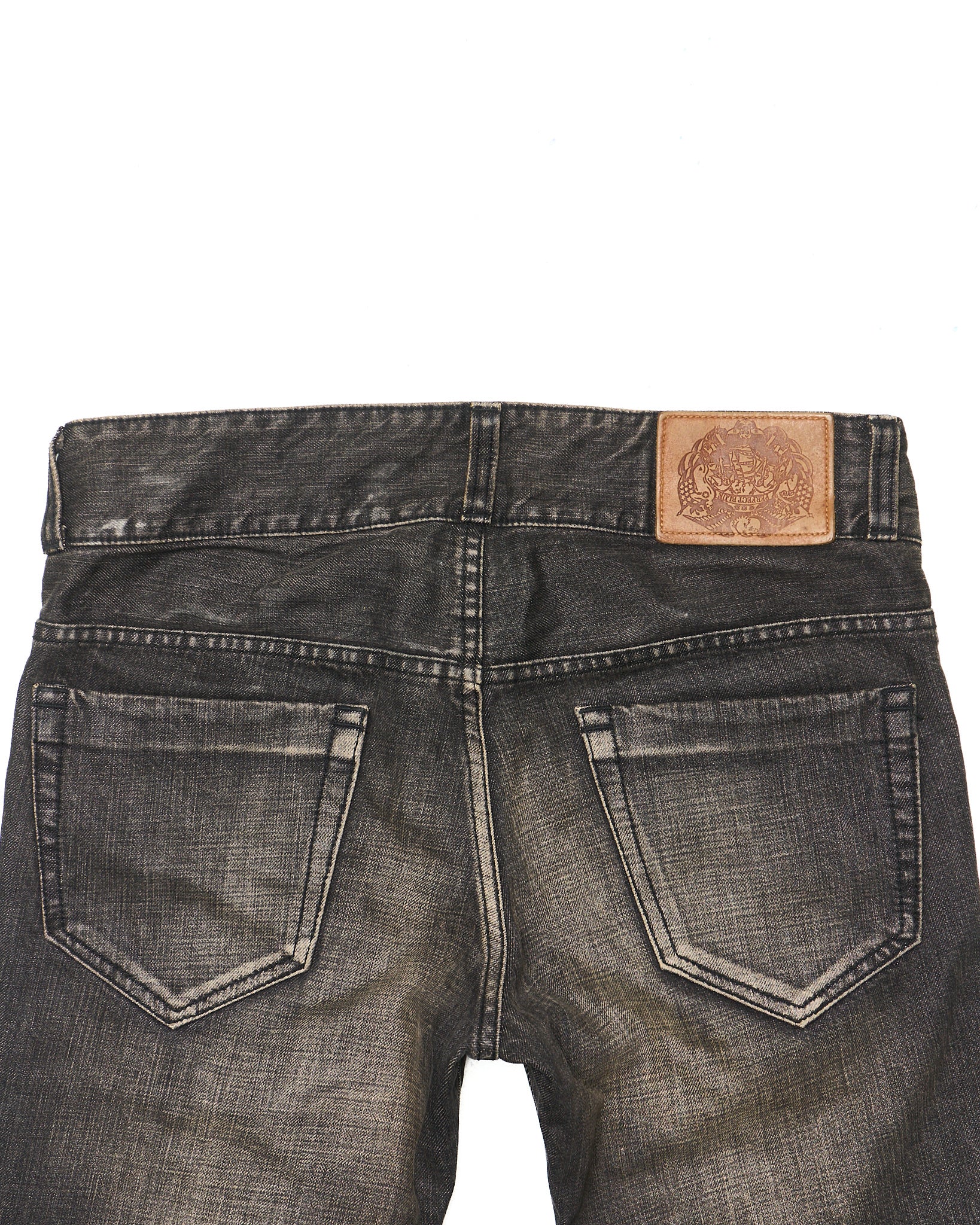 Early 00s Perfect Blue Distressed Mud Wash Skinny Bootcut Denim