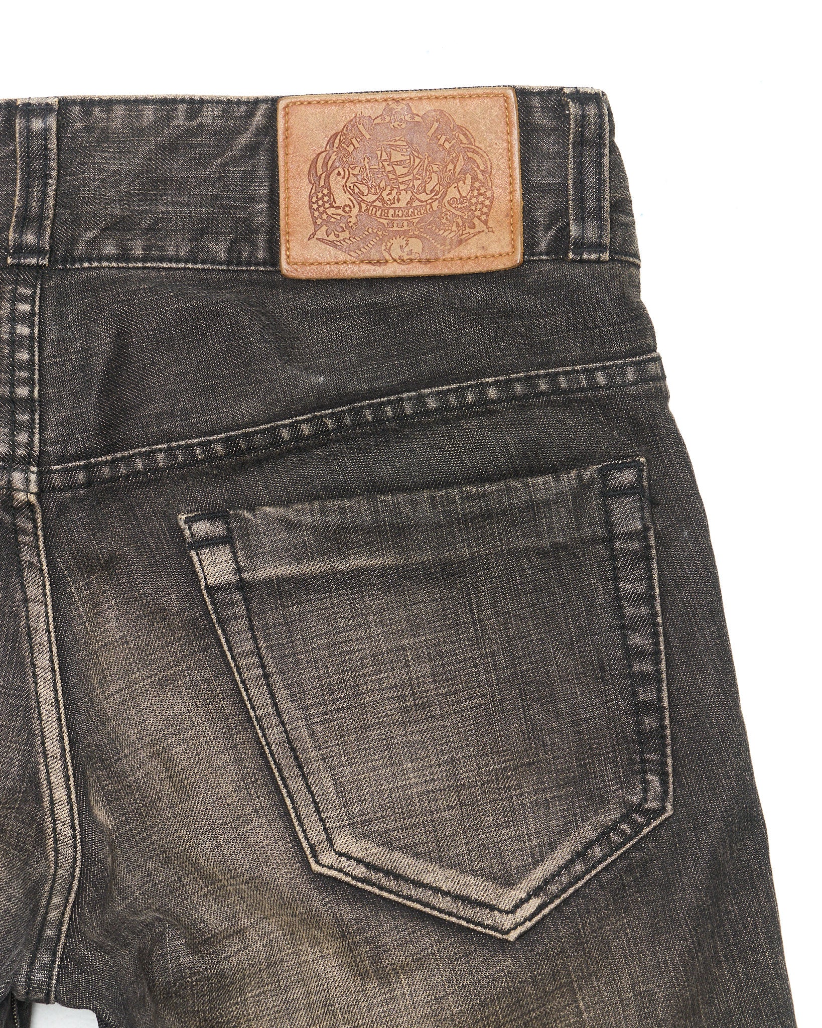 Early 00s Perfect Blue Distressed Mud Wash Skinny Bootcut Denim