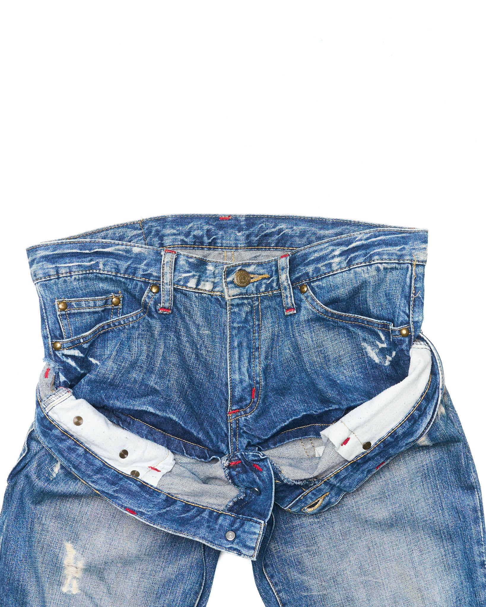 Early 00s Tornado Mart Double Waist Distressed Bootcut Denim