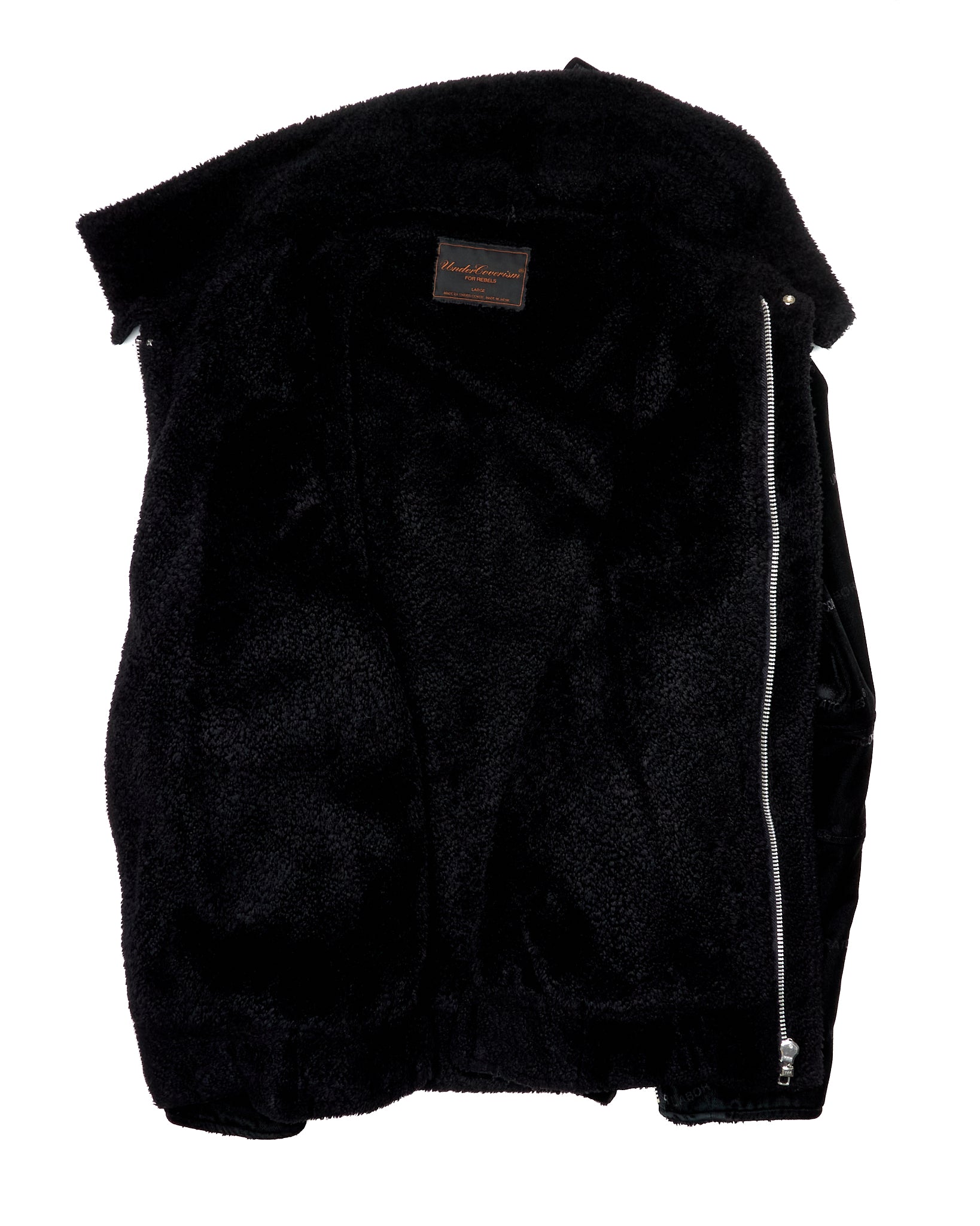 Early 00s Undercoverism "UNDERCOVER LABORATORIES" Velour Shearling-Lined Moto Jacket