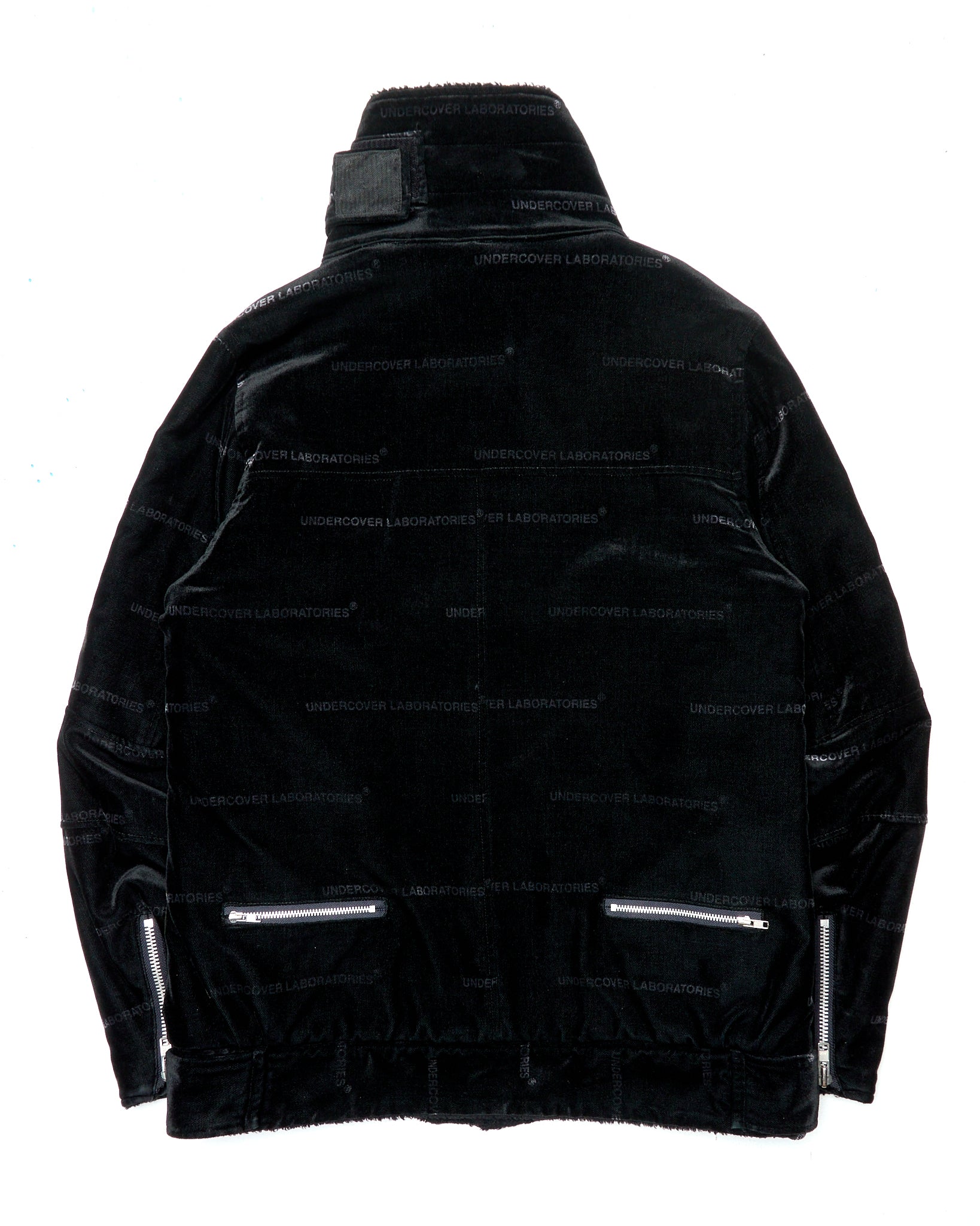 Early 00s Undercoverism "UNDERCOVER LABORATORIES" Velour Shearling-Lined Moto Jacket