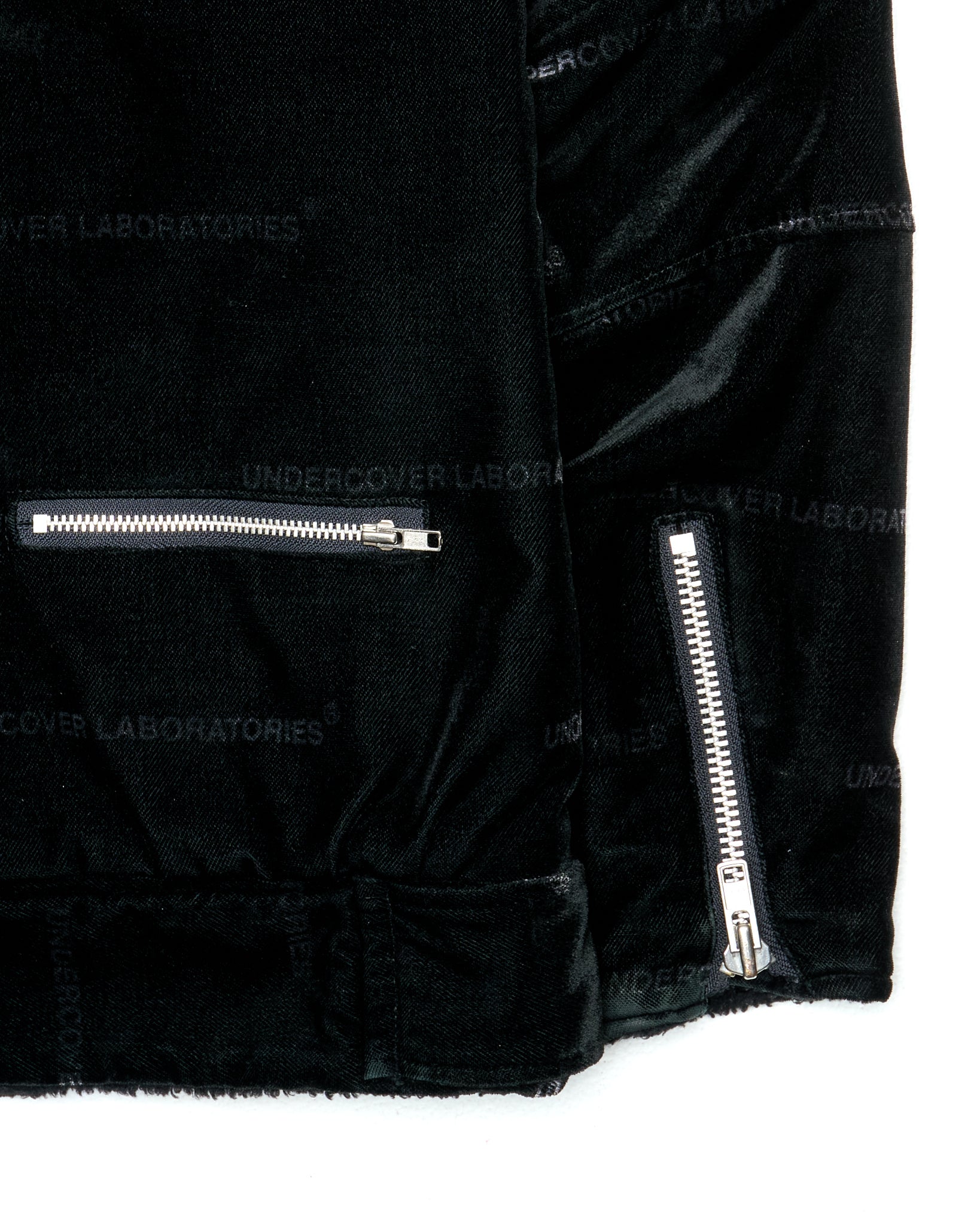 Early 00s Undercoverism "UNDERCOVER LABORATORIES" Velour Shearling-Lined Moto Jacket