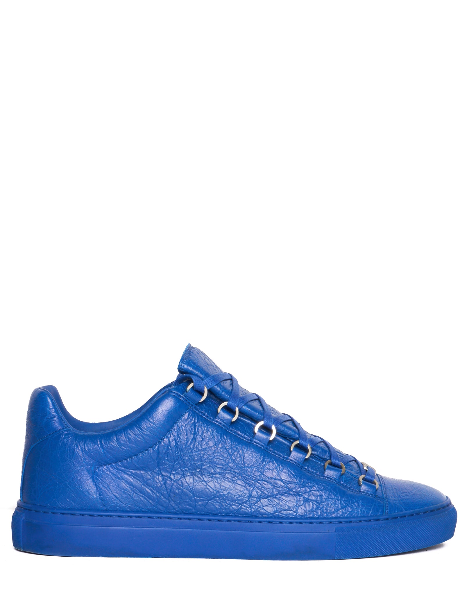 Early 10s Balenciaga Arena Low Top Cobalt Blue Leather Sneakers
