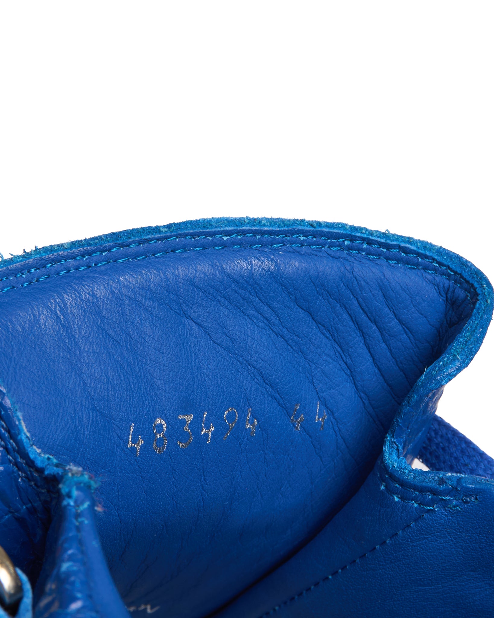 Early 10s Balenciaga Arena Low Top Cobalt Blue Leather Sneakers